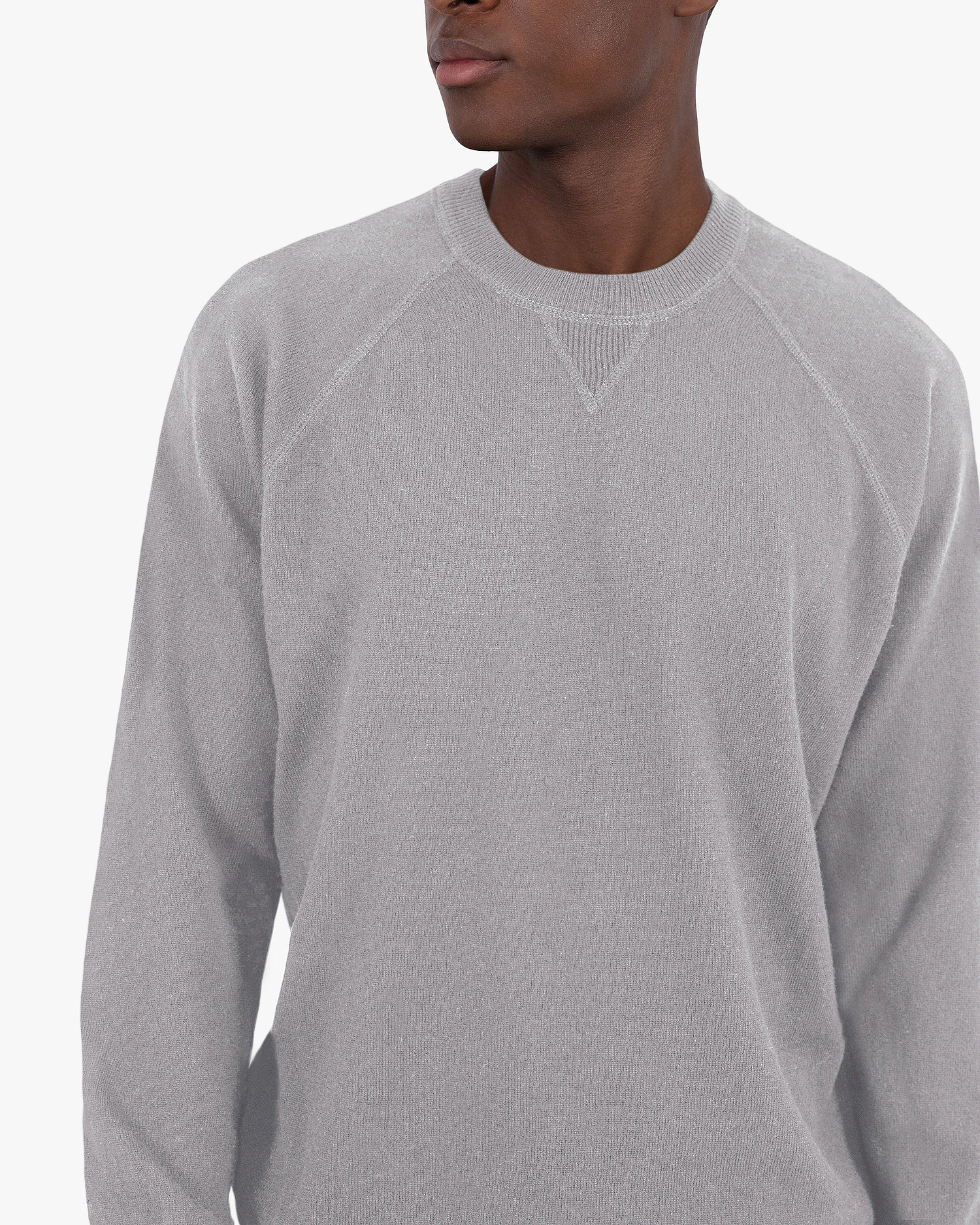 Men's Saxon Raglan Crew Neck Sweater - Medium Grey Merino