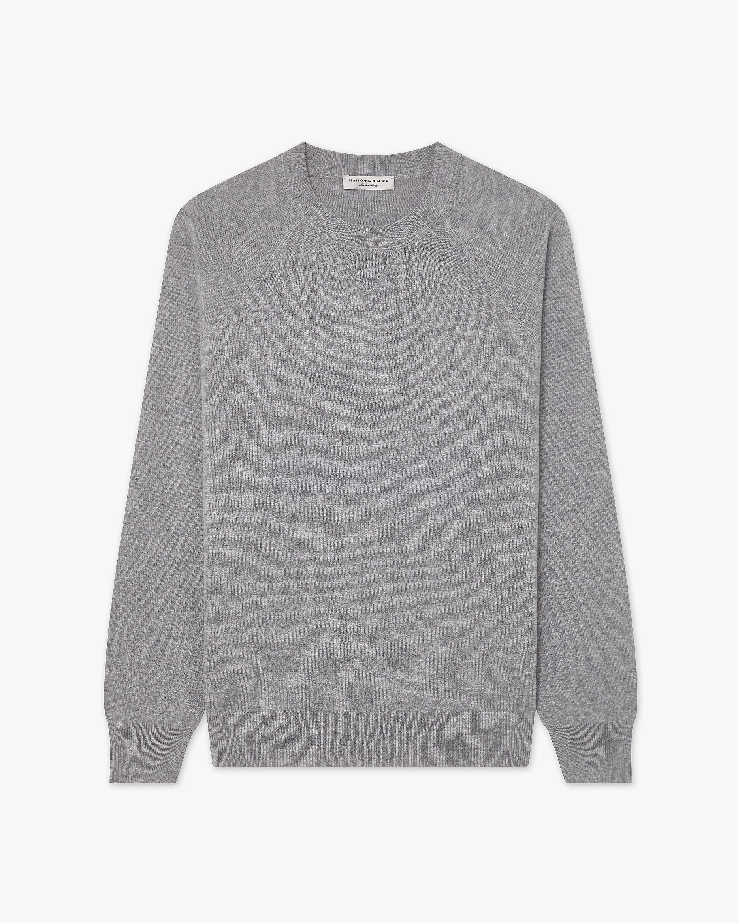 Men's Saxon Raglan Crew Neck Sweater - Medium Grey Merino