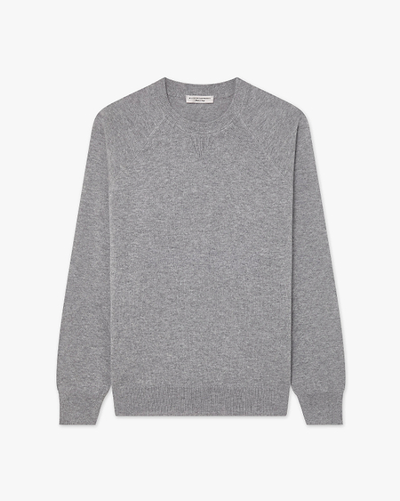 Men's Saxon Raglan Crew Neck Sweater - Medium Grey Merino