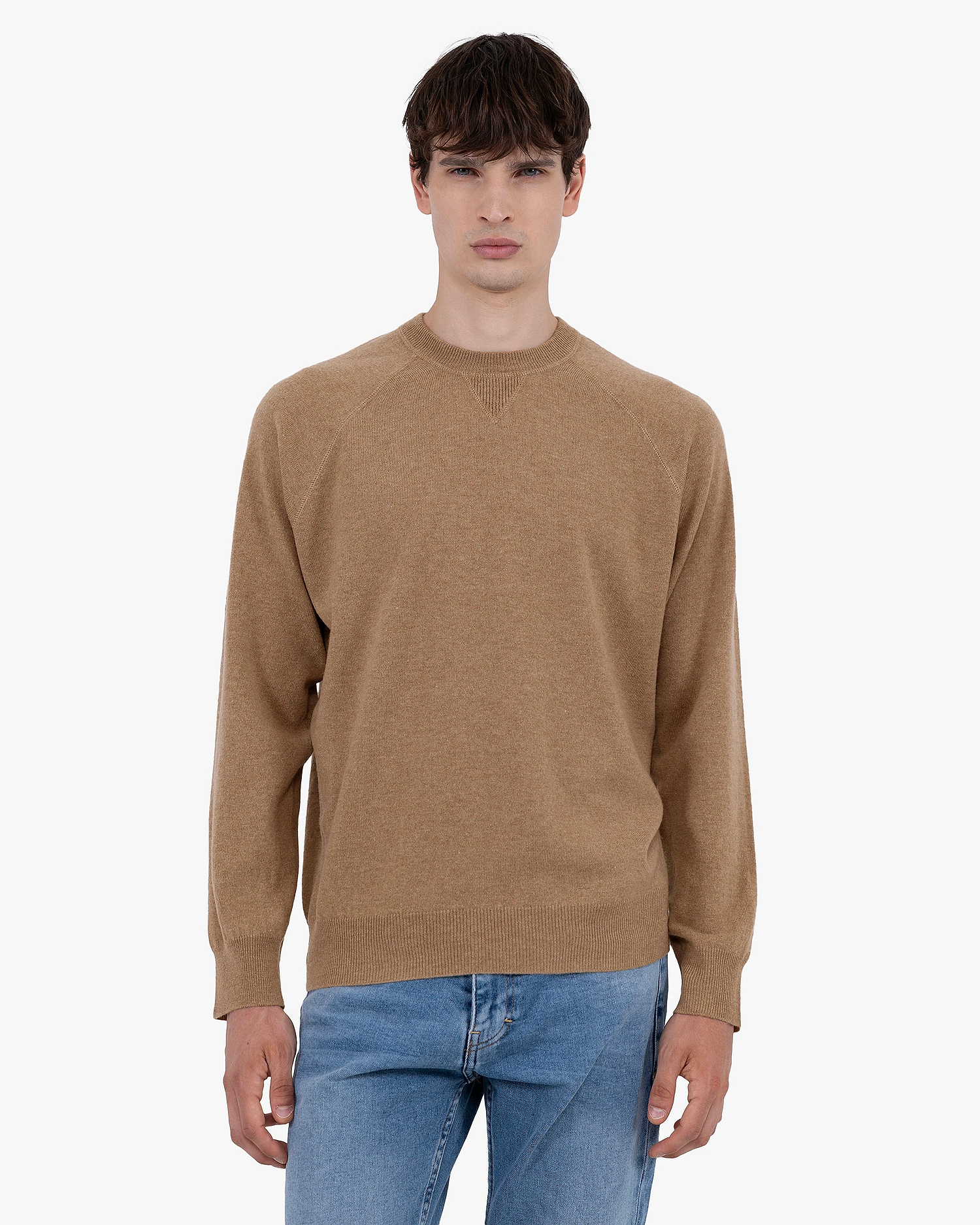 Men's Saxon Raglan Crew Neck Sweater - Hazelnut Merino