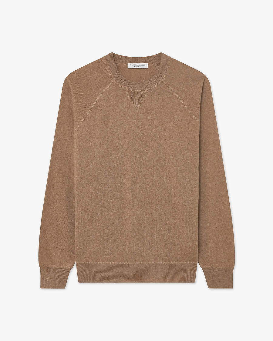 Men's Saxon Raglan Crew Neck Sweater - Hazelnut Merino