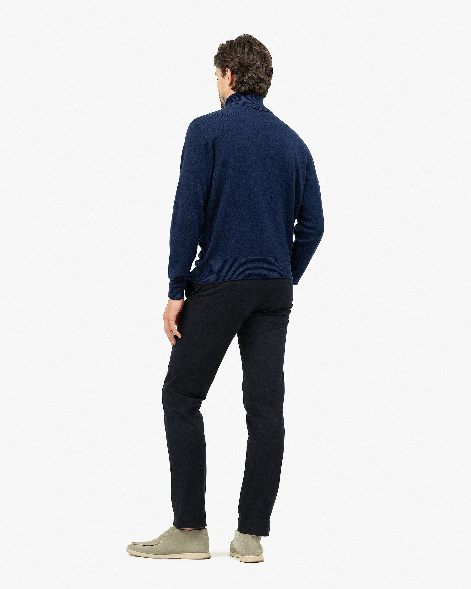 Men's Saxon Turtleneck Sweater - Blue Merino