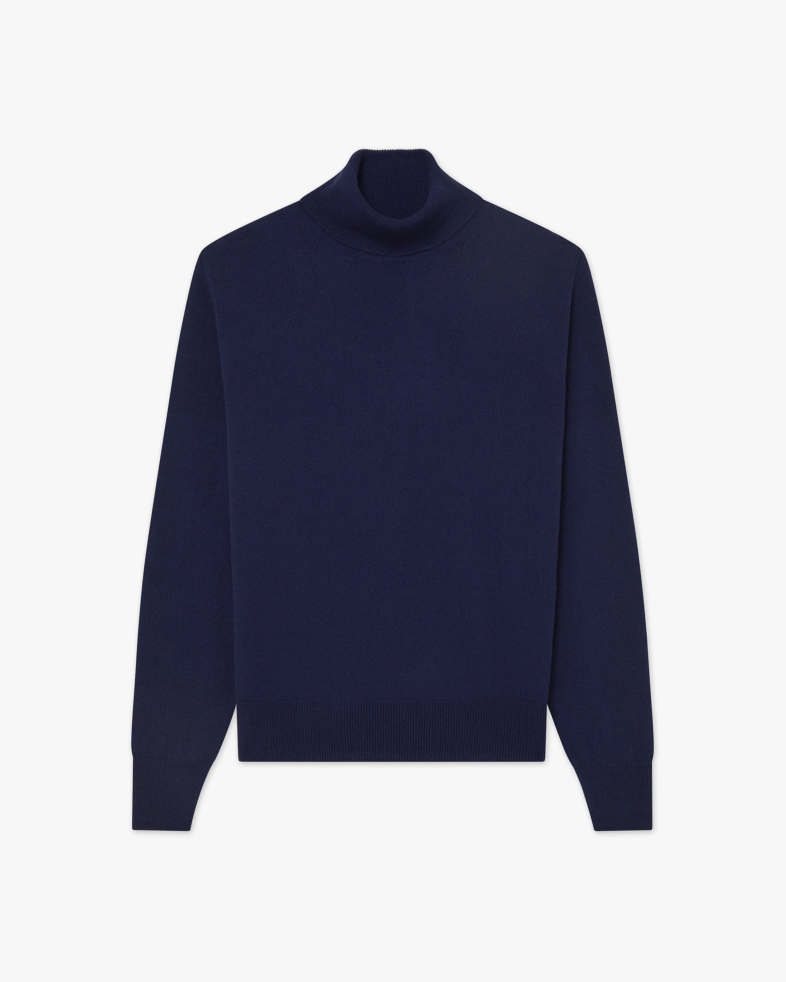 Men's Saxon Turtleneck Sweater - Blue Merino