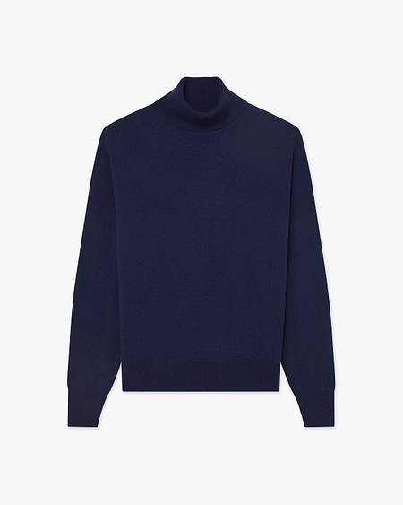 Men's Saxon Turtleneck Sweater - Blue Merino