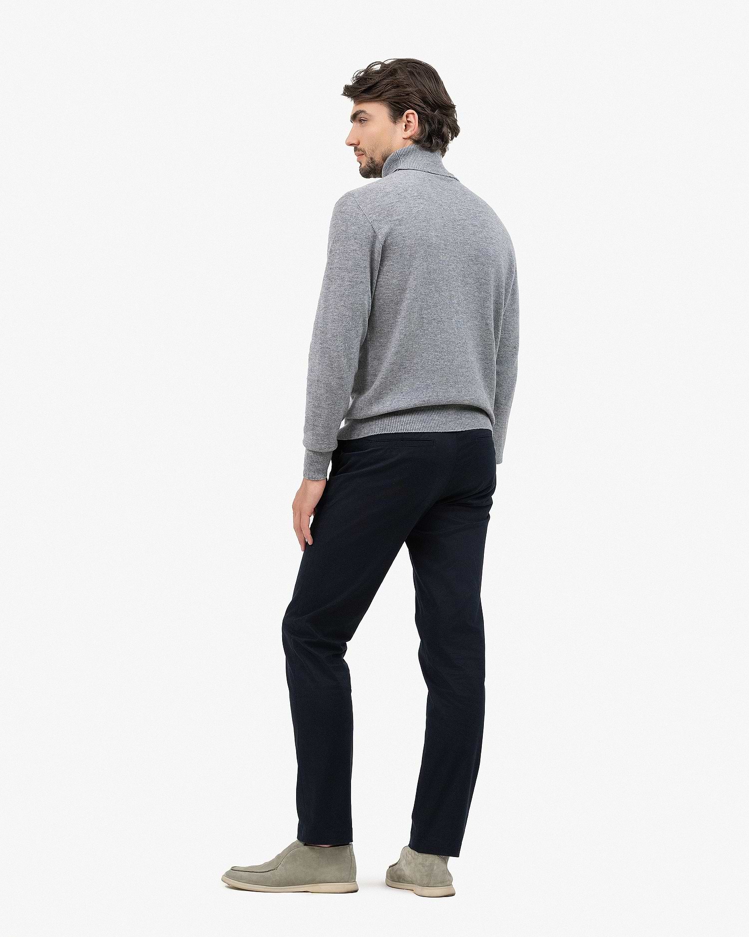 Men's Saxon Turtleneck Sweater - Medium Grey - Merino - Made in Italy Men's Saxon Turtleneck Sweater - Medium Grey - Merino - Made in Italy