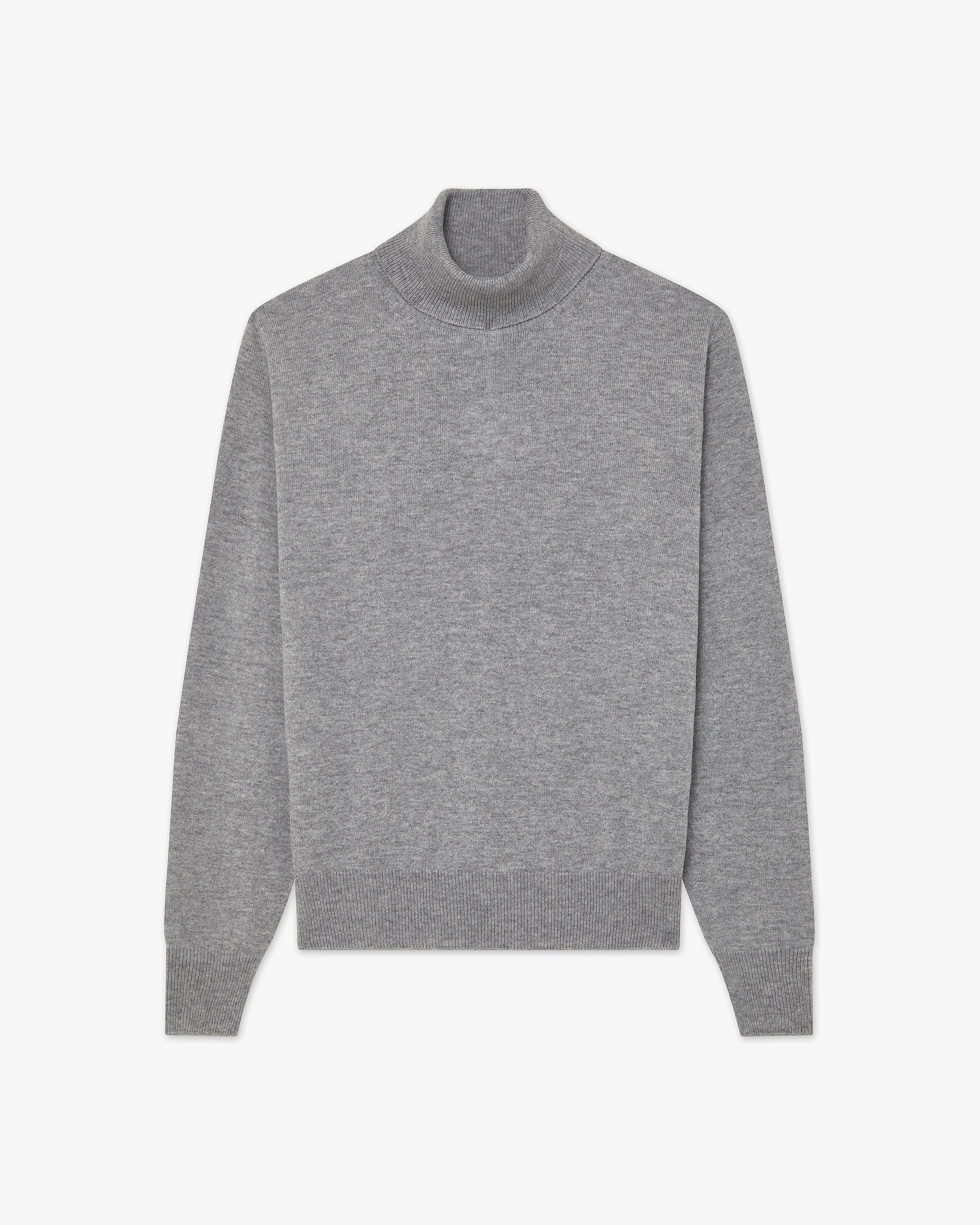 Men's Saxon Turtleneck Sweater - Medium Grey Merino