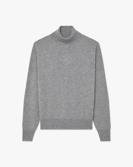 Men's Saxon Turtleneck Sweater - Medium Grey Merino