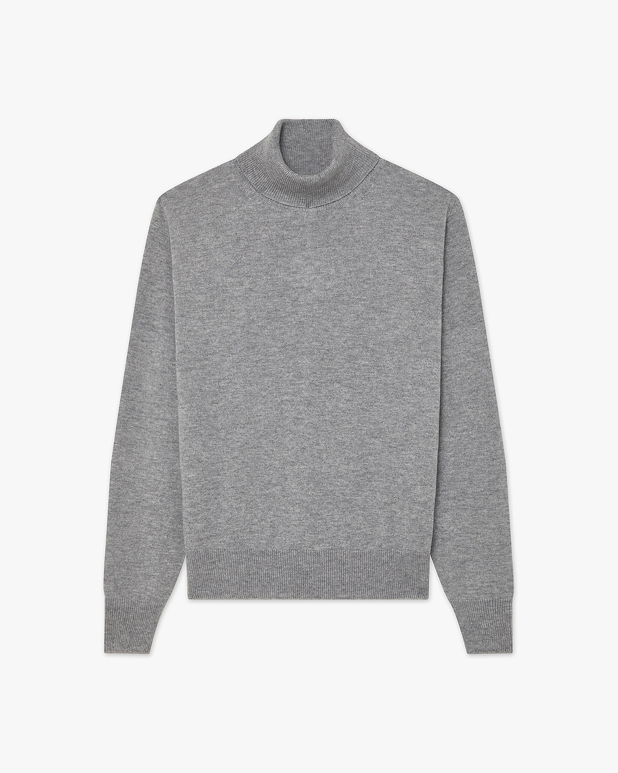 Men's Saxon Turtleneck Sweater - Medium Grey Merino
