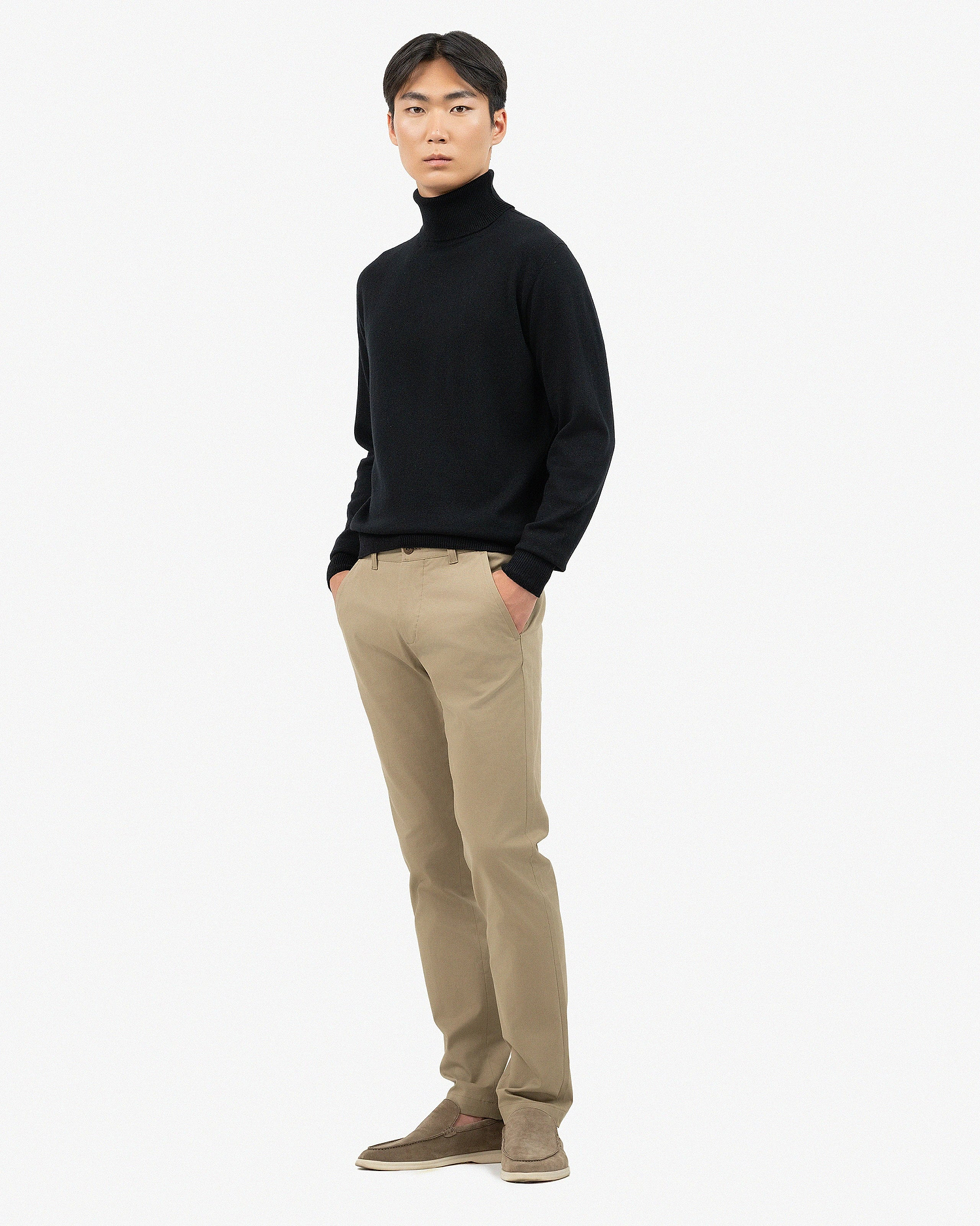 Men's Saxon Turtleneck Sweater - Black Merino