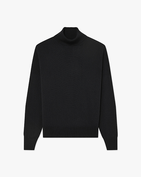 Men's Saxon Turtleneck Sweater - Black Merino