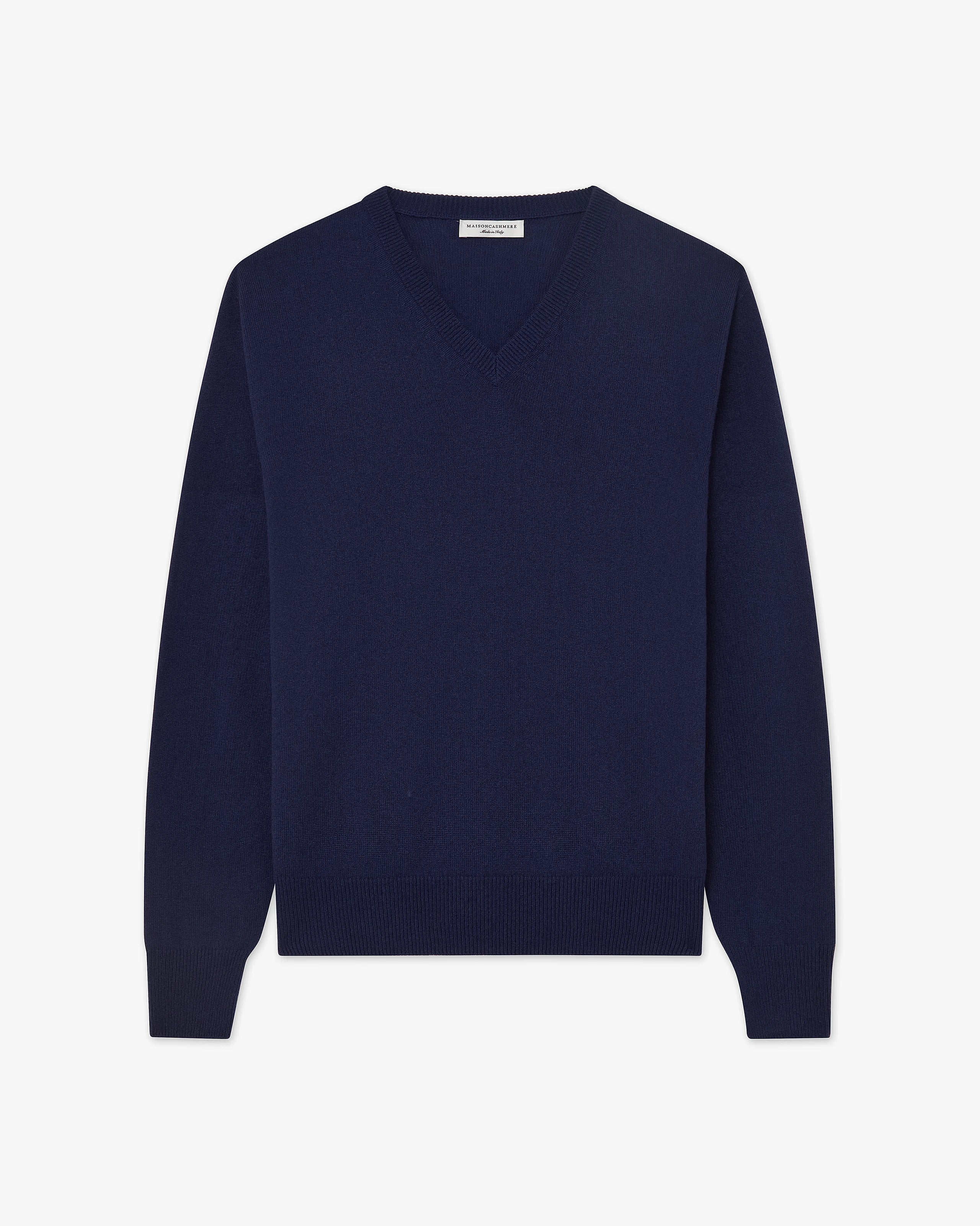 Men's Saxon V-Neck Sweater - Blue Merino