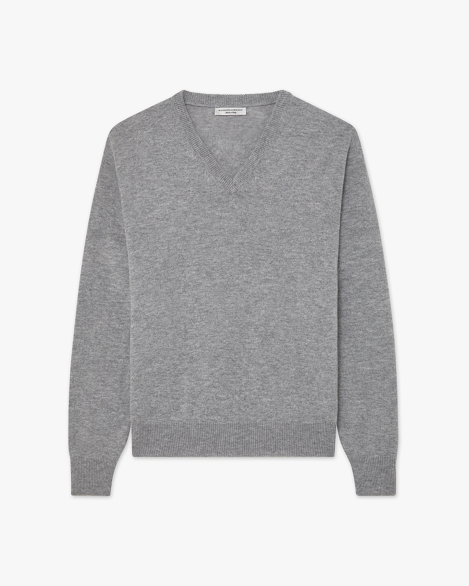 Men's Saxon V-Neck Sweater - Medium Grey Merino