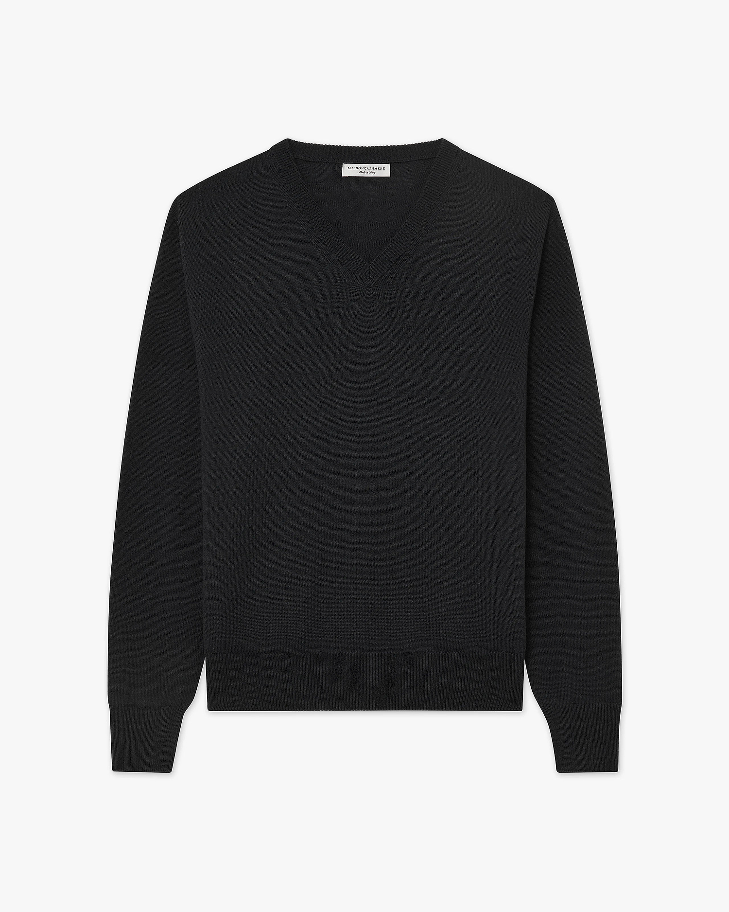 Men's Saxon V-Neck Sweater - Black Merino