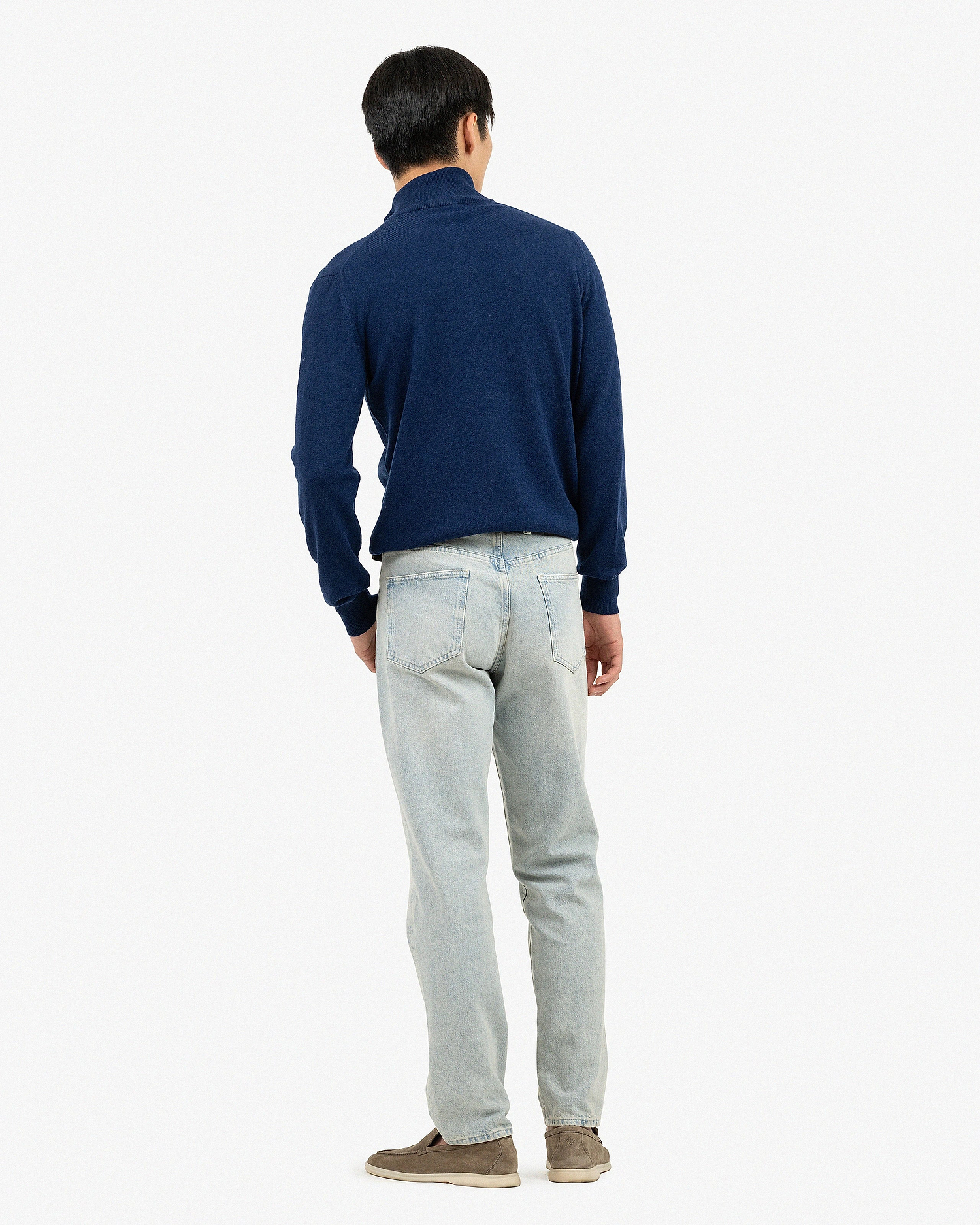 Men's Saxon Half-Zip Mock Neck - Blue Merino