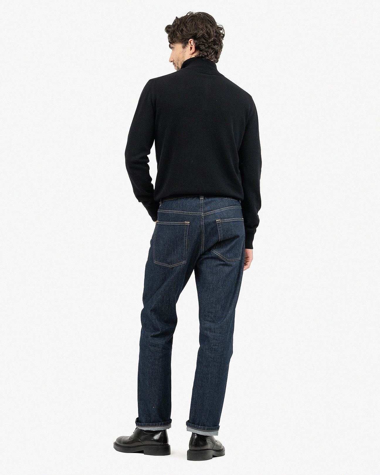 Men's Saxon Merino Quarter-Zip - Black | MaisonCashmere