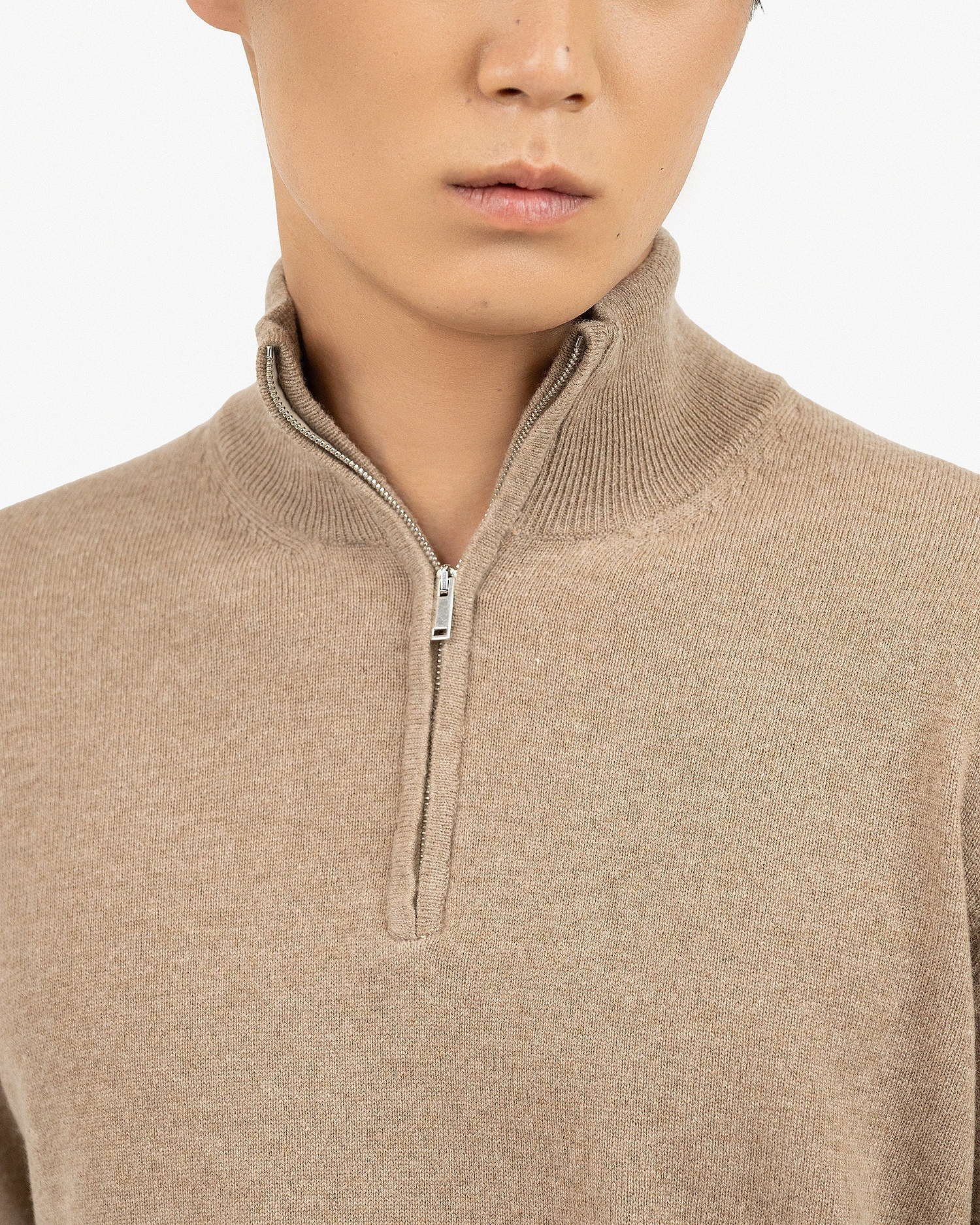 Men's Saxon Half-Zip Mock Neck - Hazelnut Merino