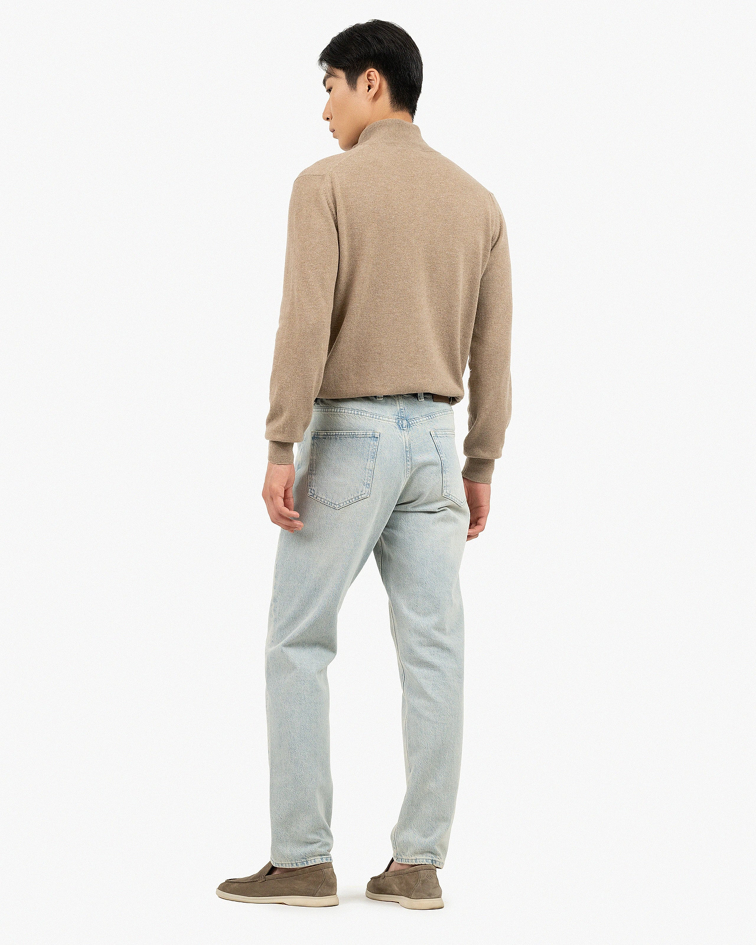 Men's Saxon Half-Zip Mock Neck - Hazelnut Merino