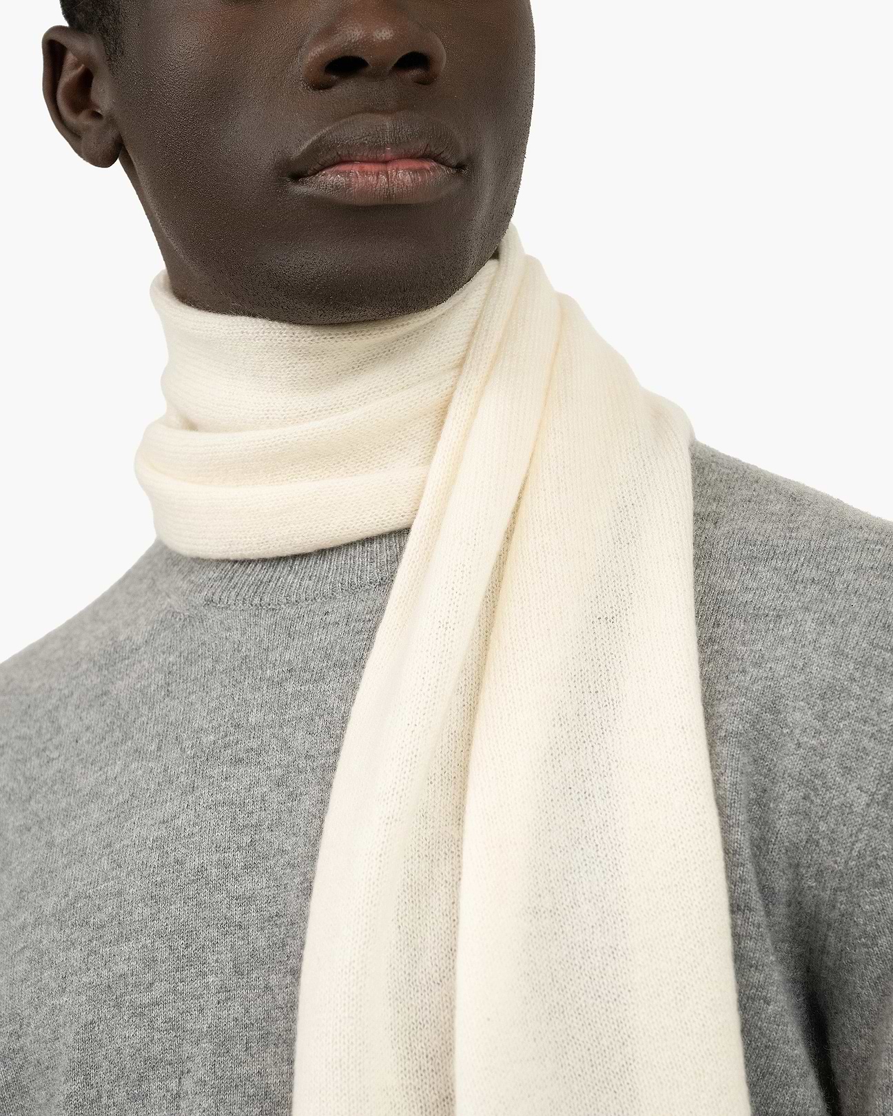 Men's Essential Scarf - White - Cashmere