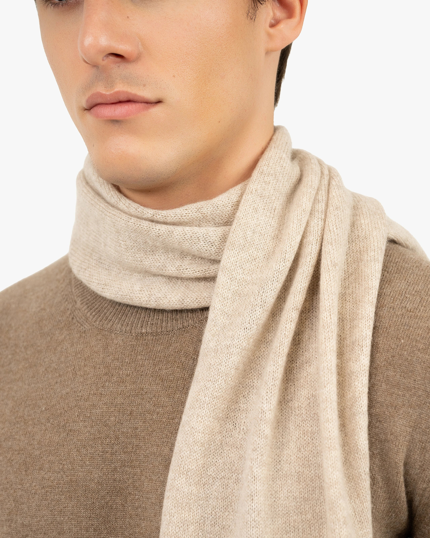 Men's Essential Scarf - Beige Cashmere