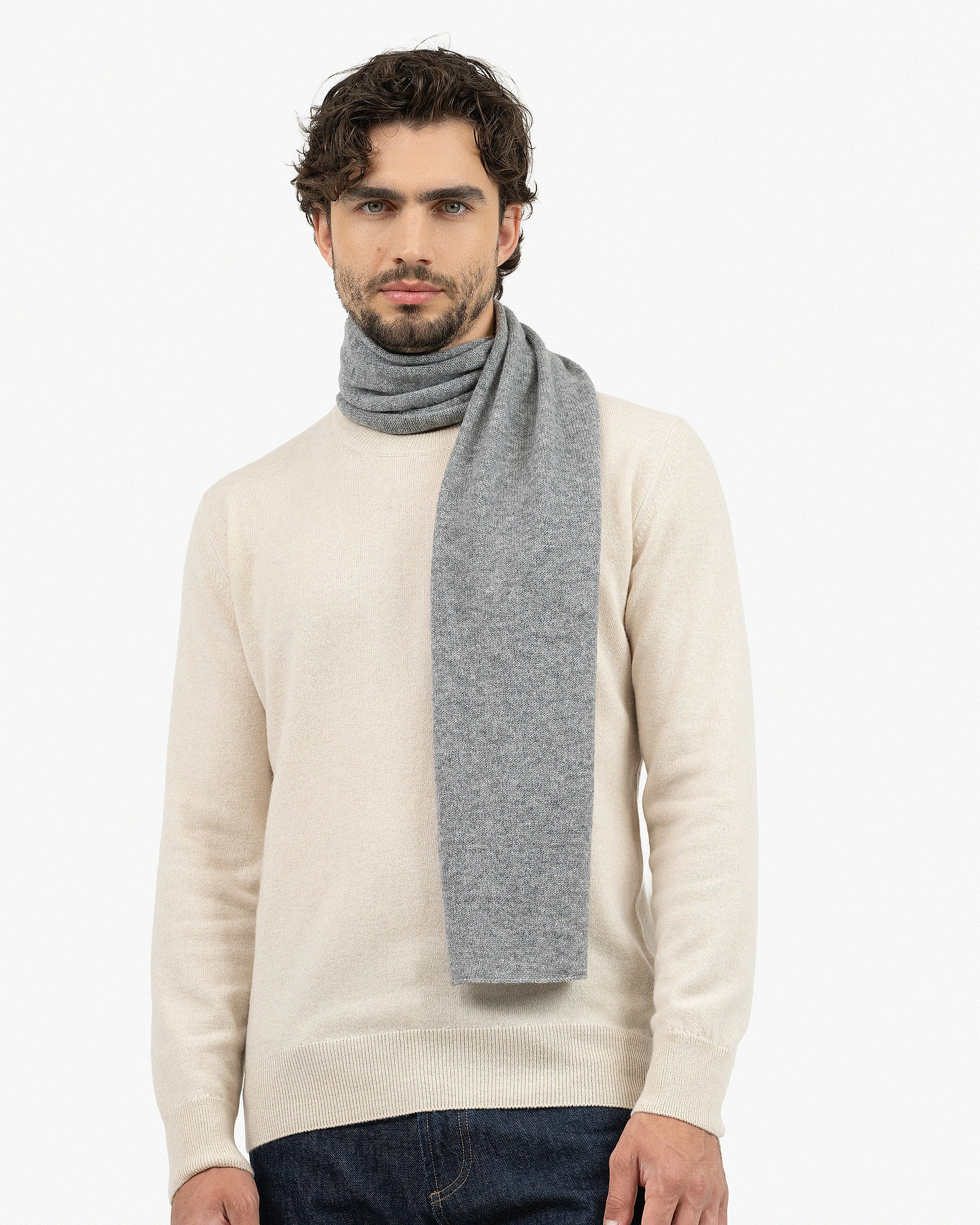 Men's Essential Scarf - Medium Grey Cashmere