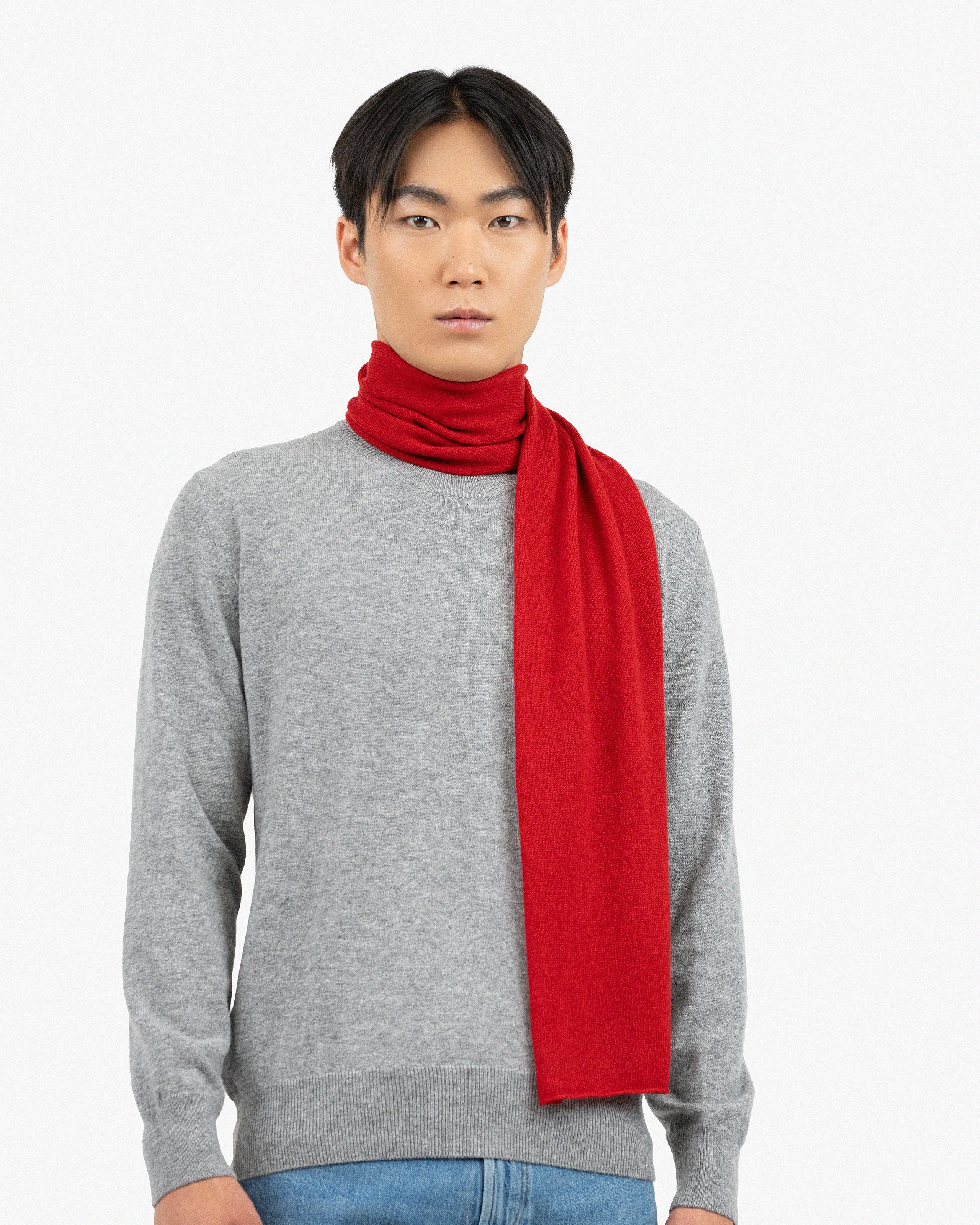 Men's Essential Scarf - Red Cashmere