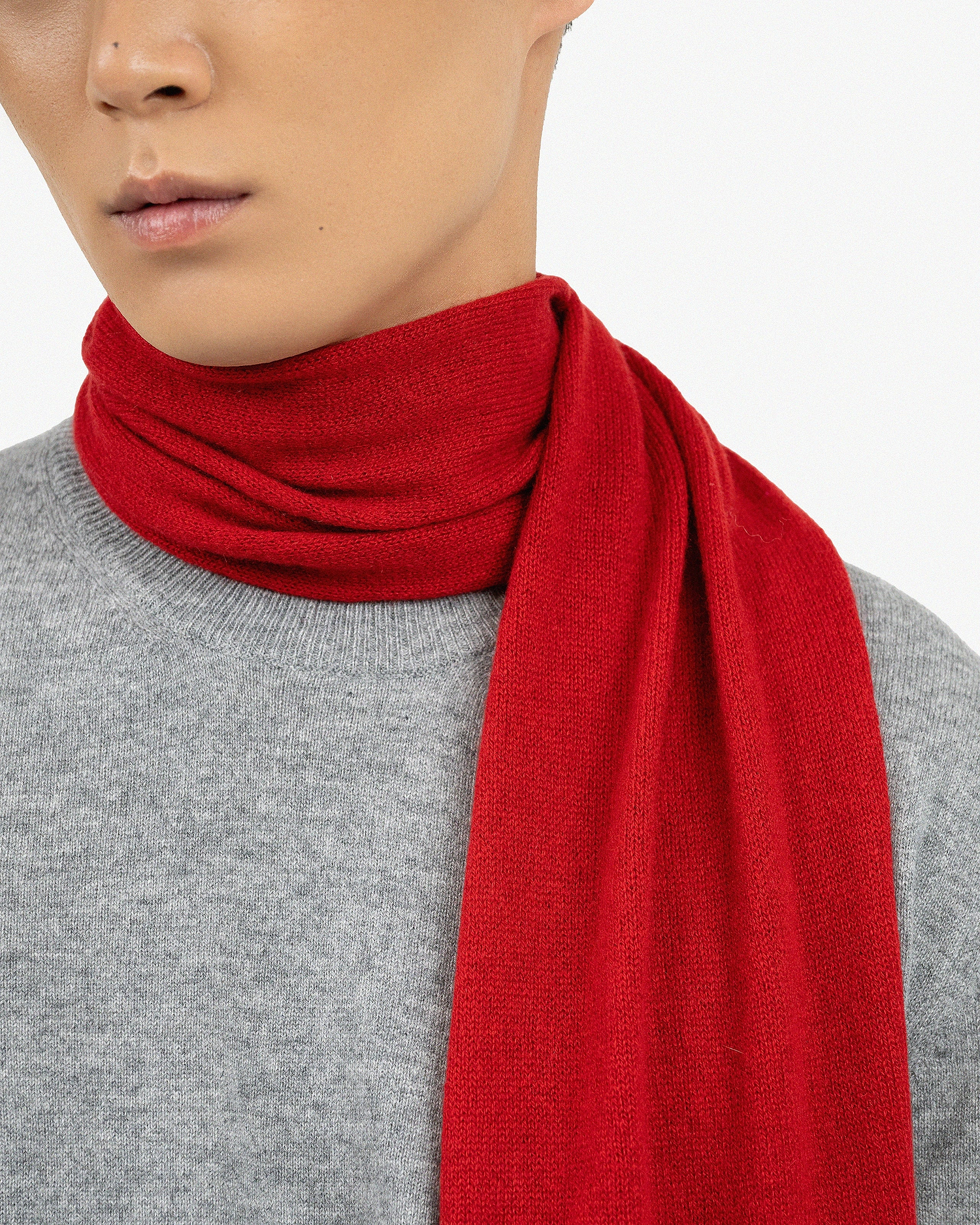 Men's Essential Scarf - Red Cashmere