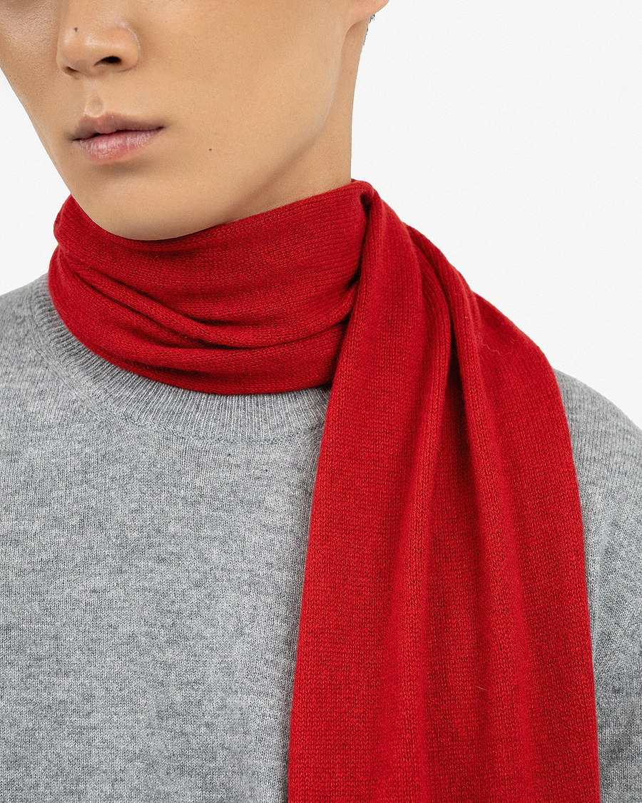 Men's Essential Scarf - Red Cashmere