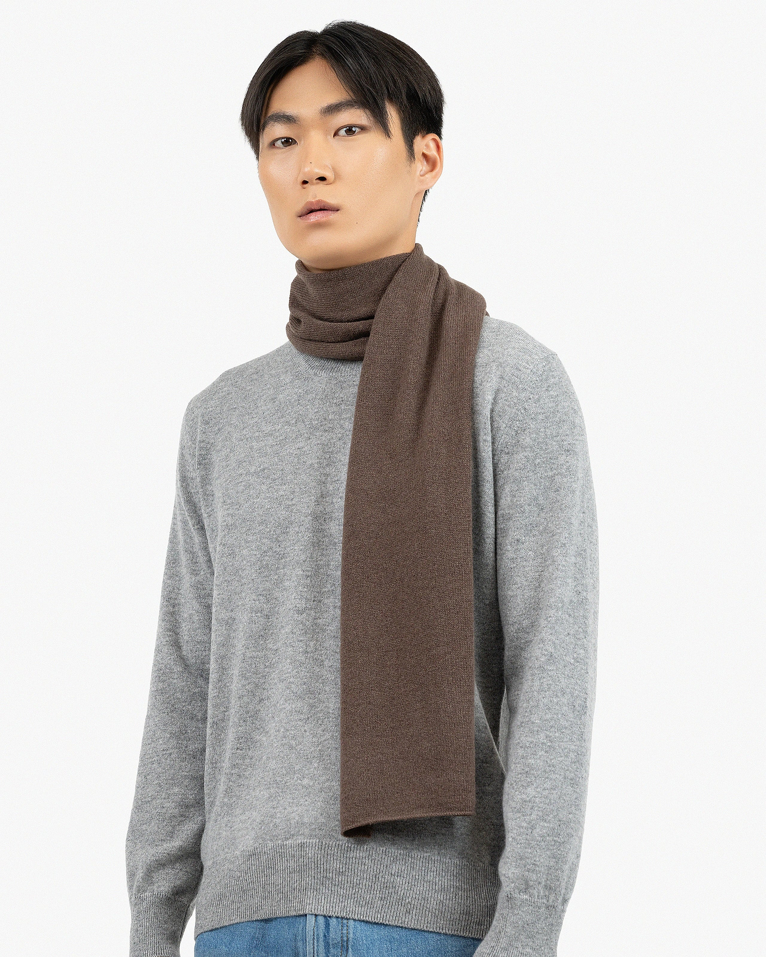 Men's Essential Scarf - Brown Cashmere