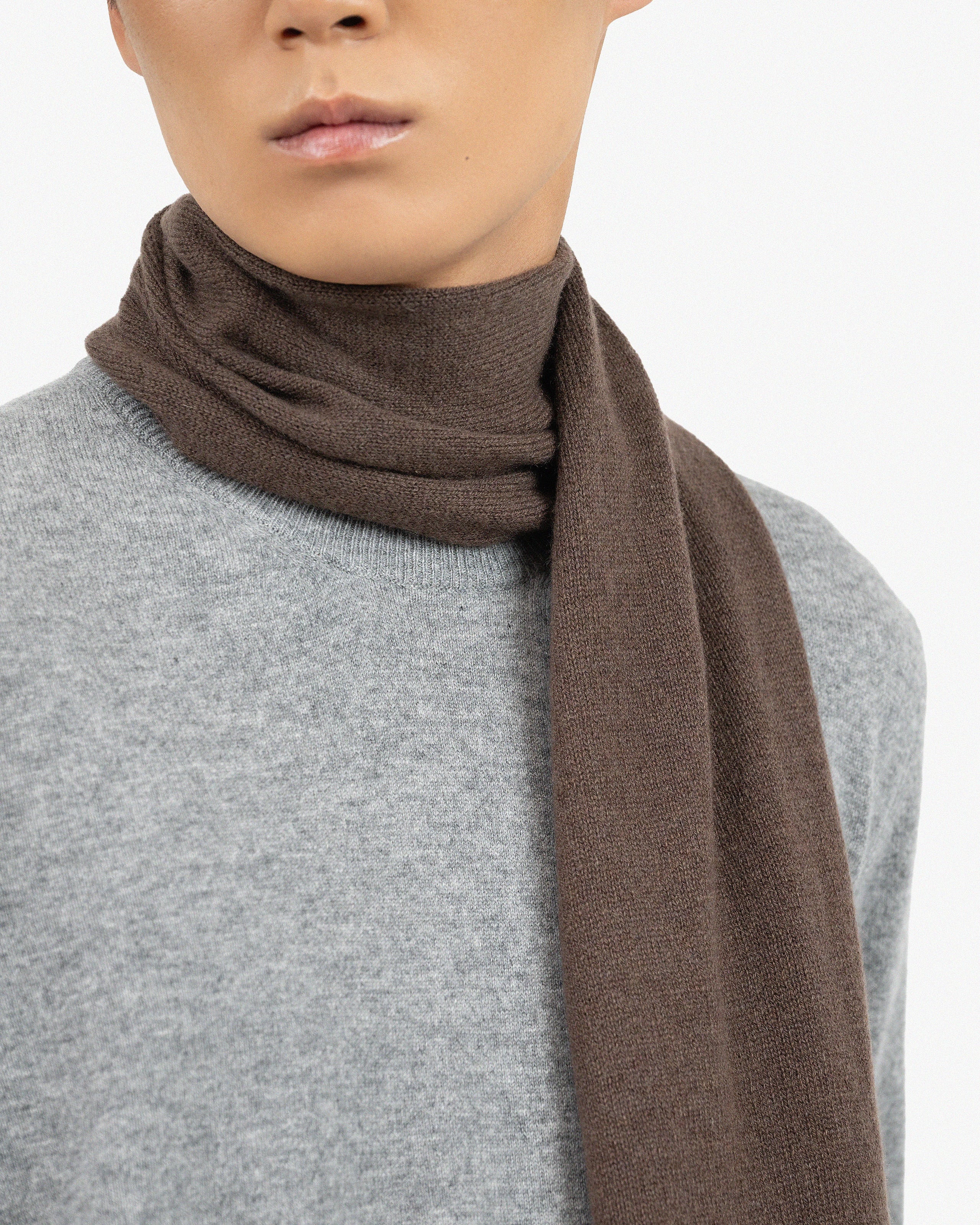 Men's Essential Scarf - Brown Cashmere