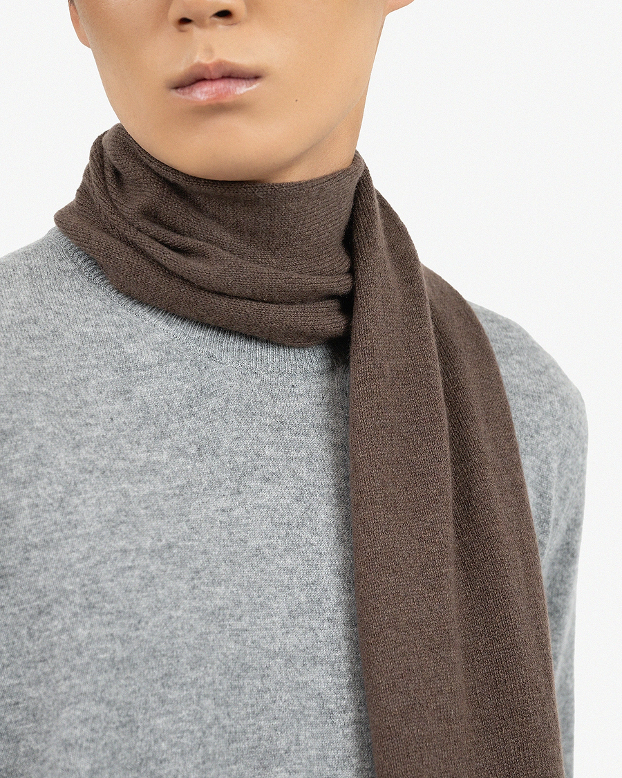 Men's Essential Scarf - Brown Cashmere