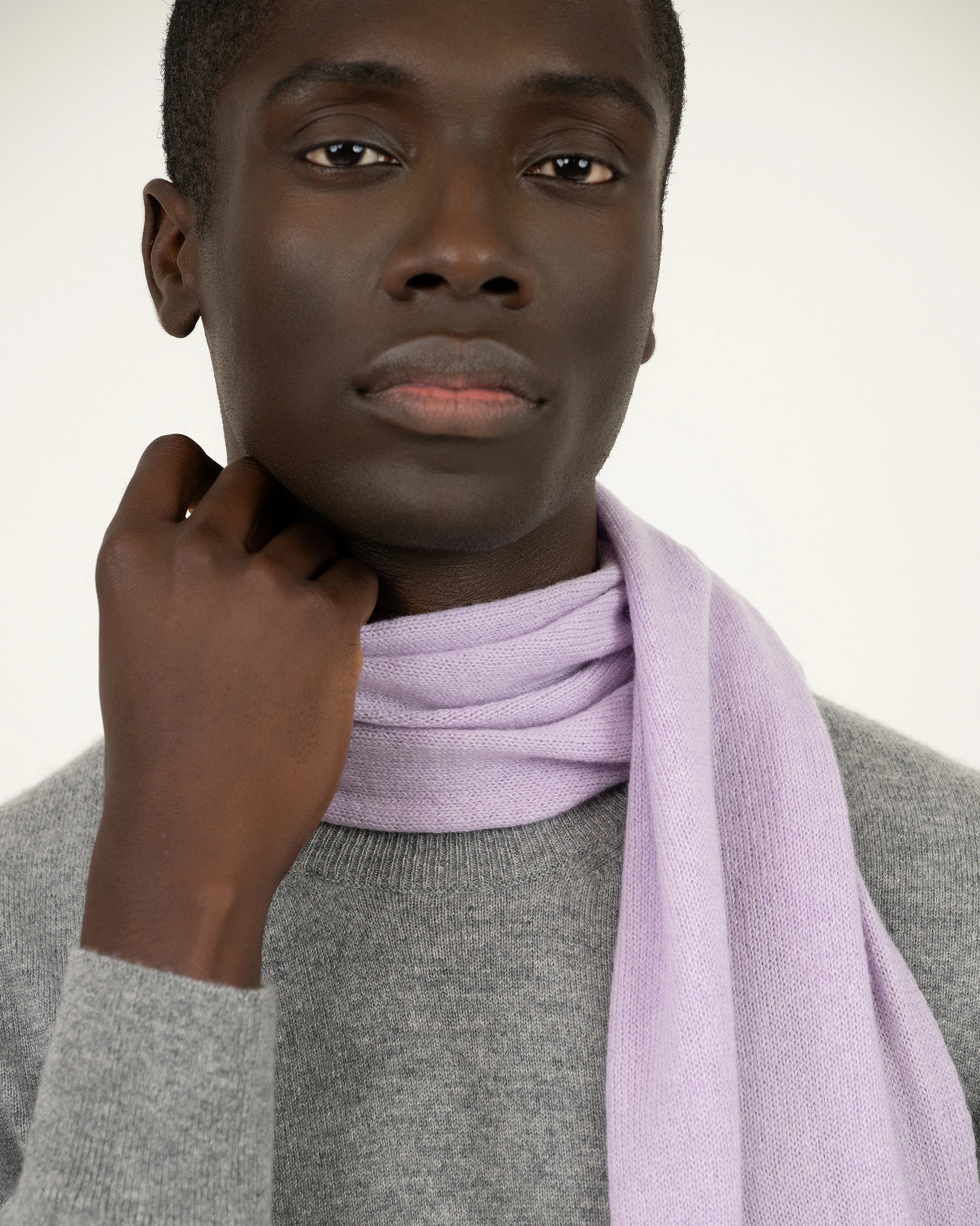 Men's Essential Scarf - Lilac Cashmere
