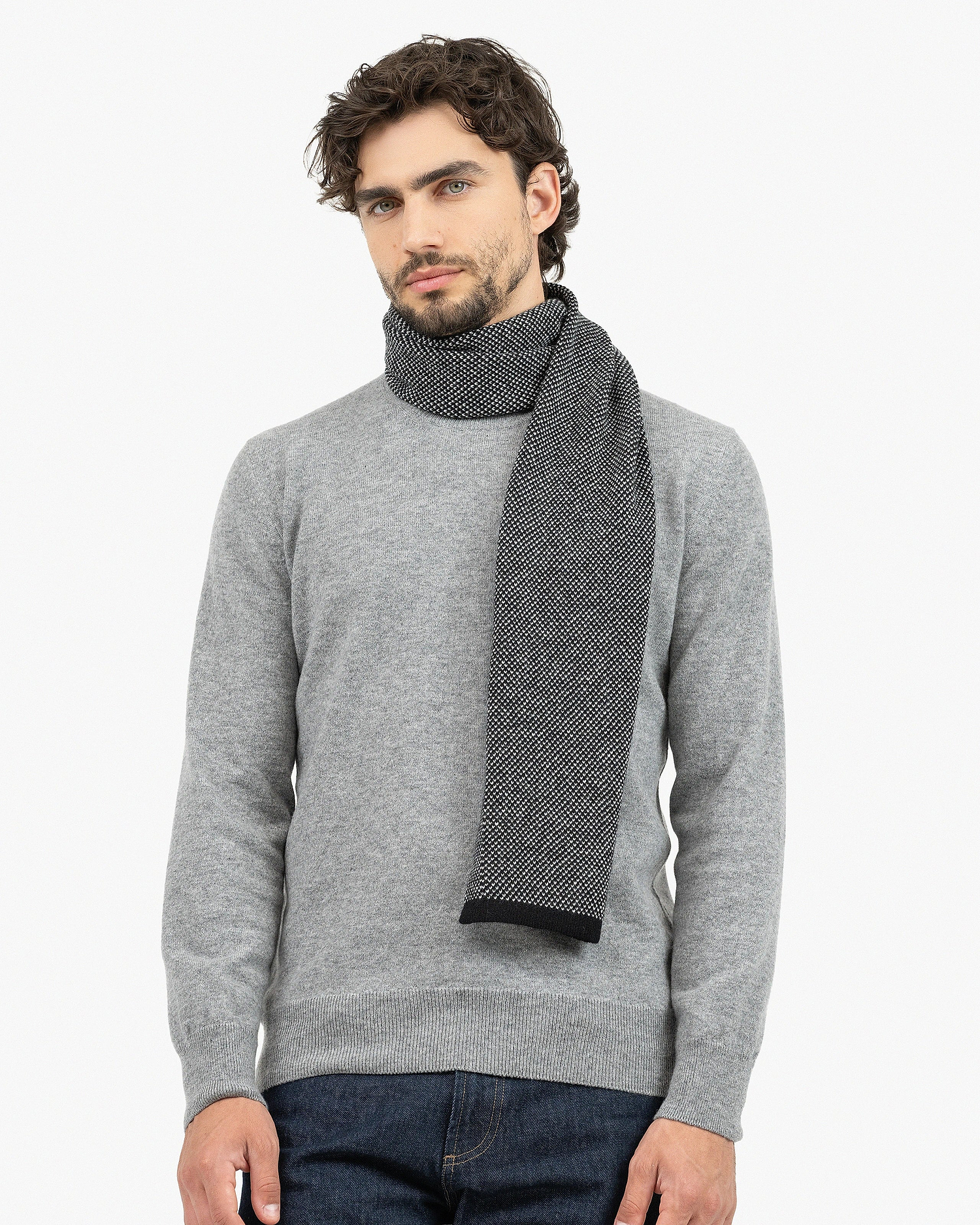 Men's San Carlo Scarf - Black Cashmere