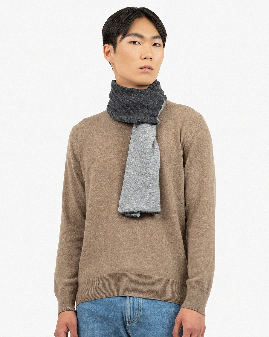 Men's Two-Tone Scarf - Charcoal Cashmere