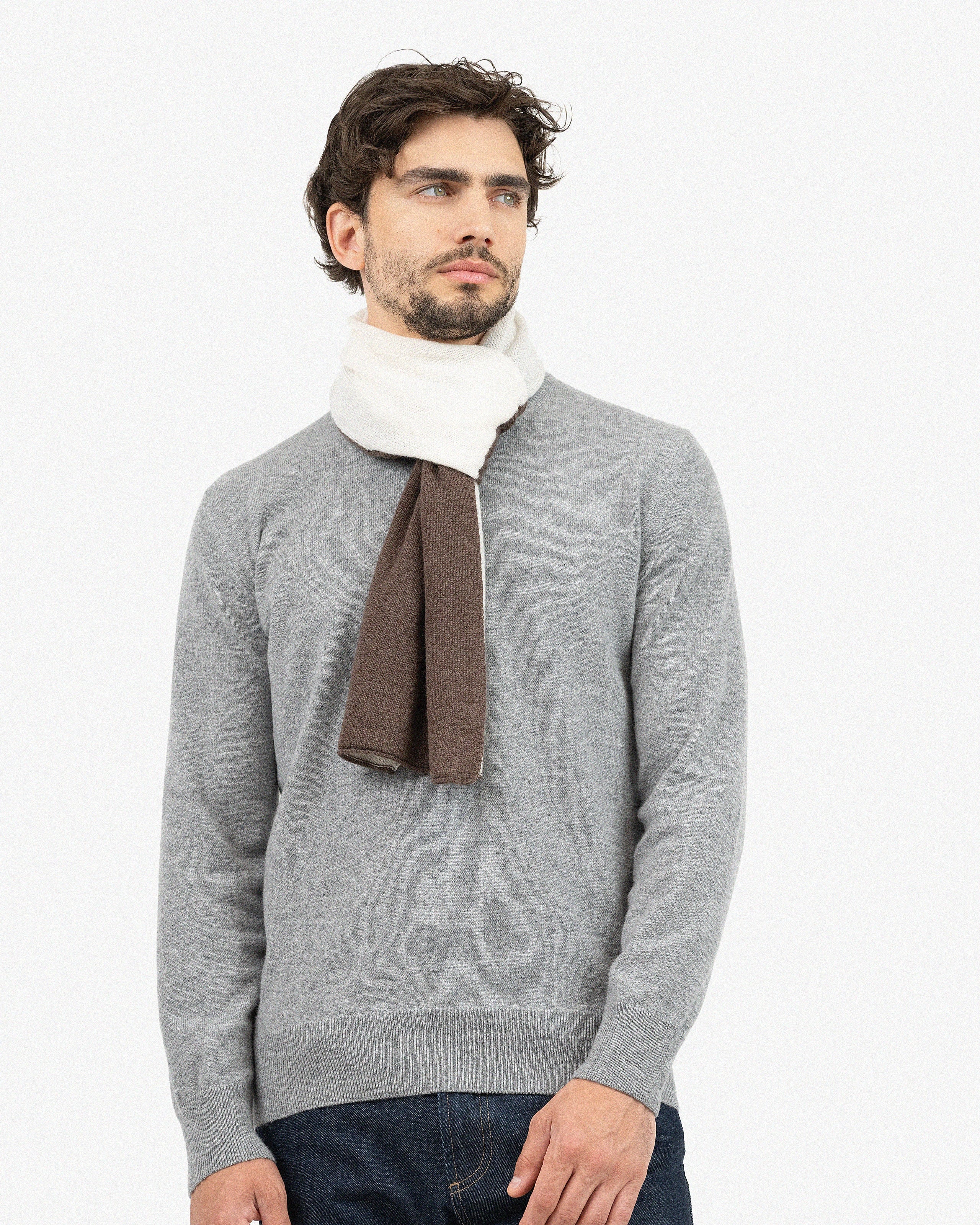 Men's Two-Tone Scarf - Brown Cashmere