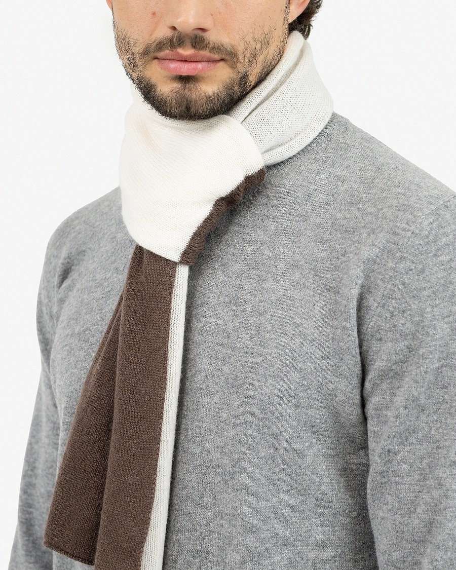 Men's Two-Tone Scarf - Brown Cashmere