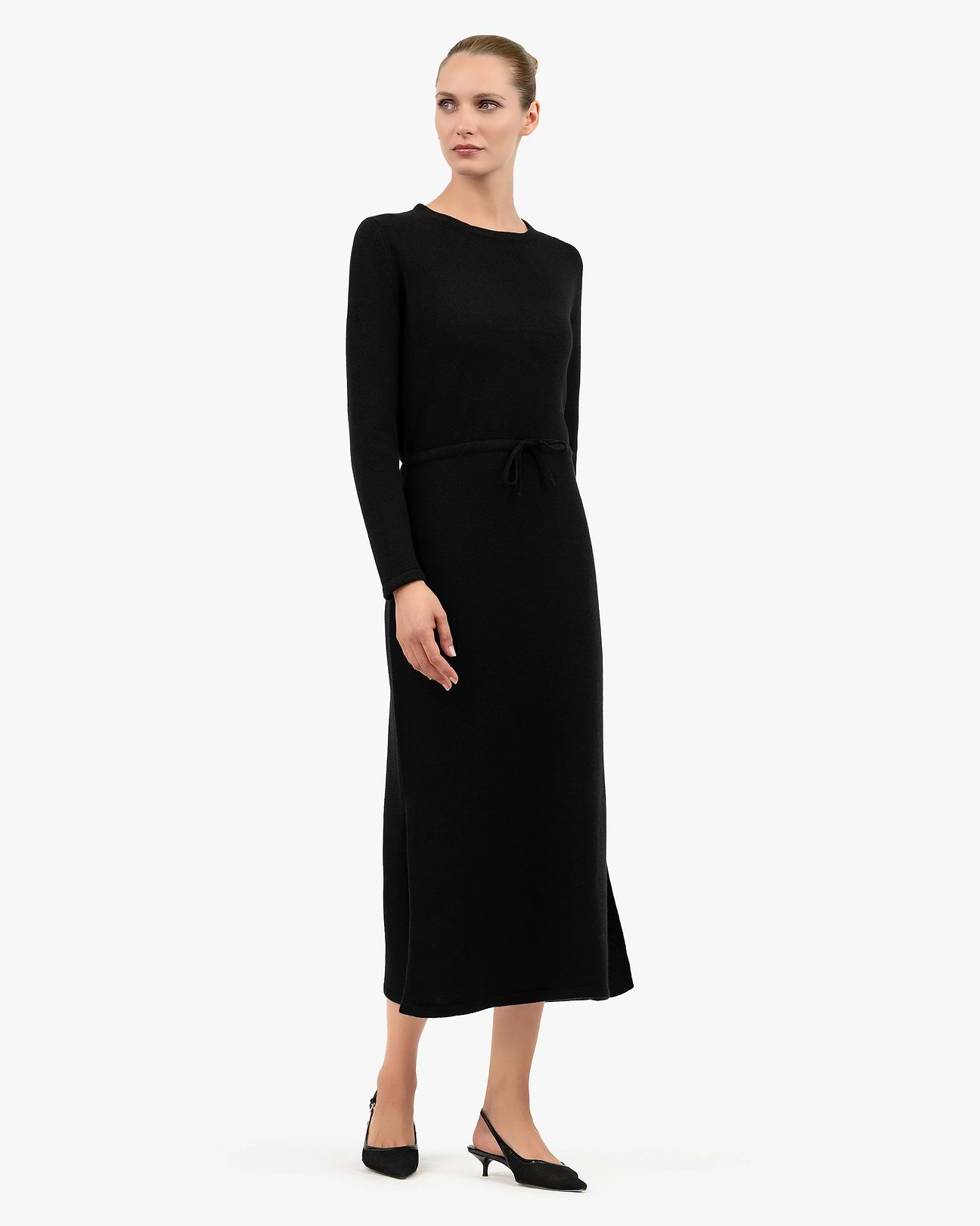 long wool dress Siena Midi Dress - Black - Merino / Cashmere