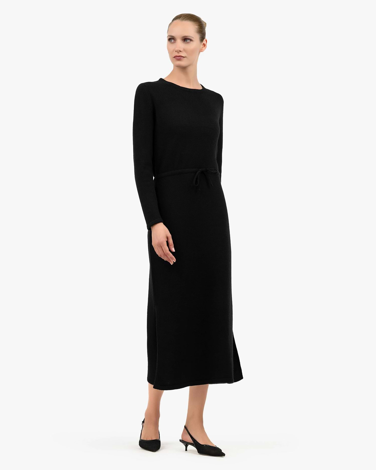 Siena Midi Dress - Black - Merino / Cashmere - Made in Italy Siena Midi Dress - Black - Merino / Cashmere - Made in Italy