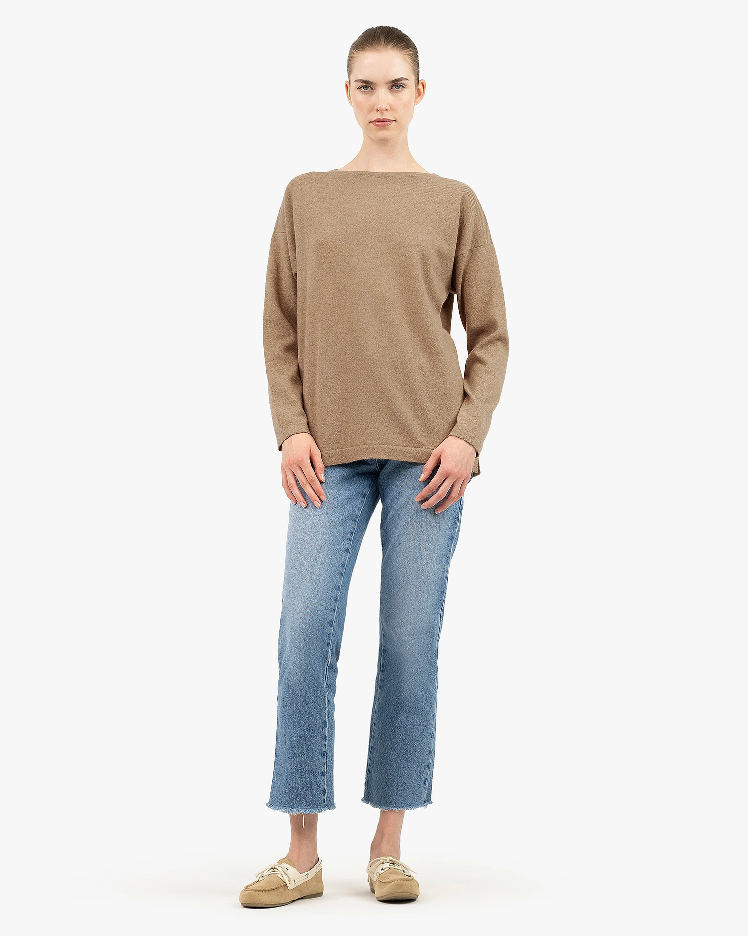 Mollis Boat Neck Sweater - Taupe Cashmere