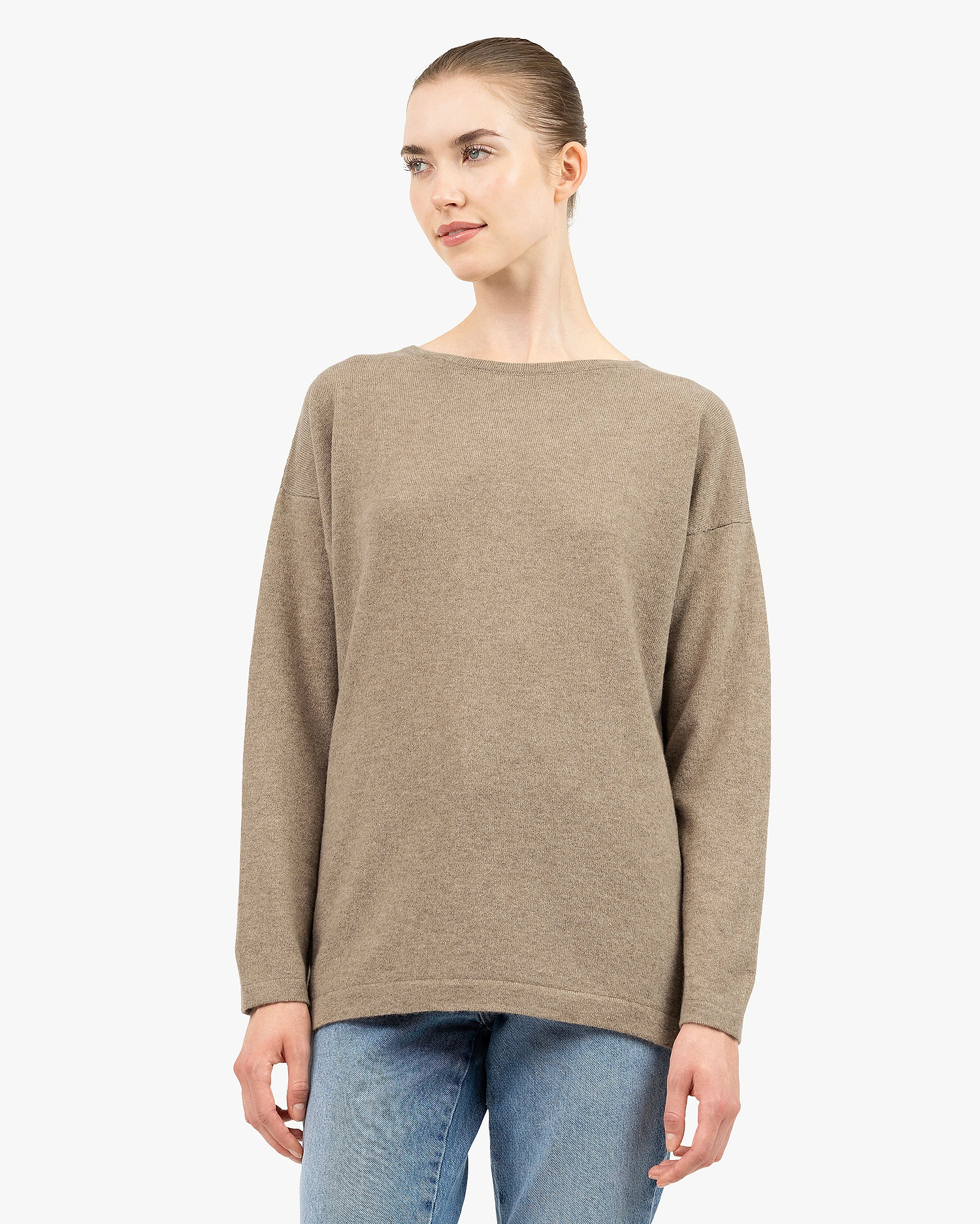 Mollis Boat Neck Sweater - Taupe Cashmere