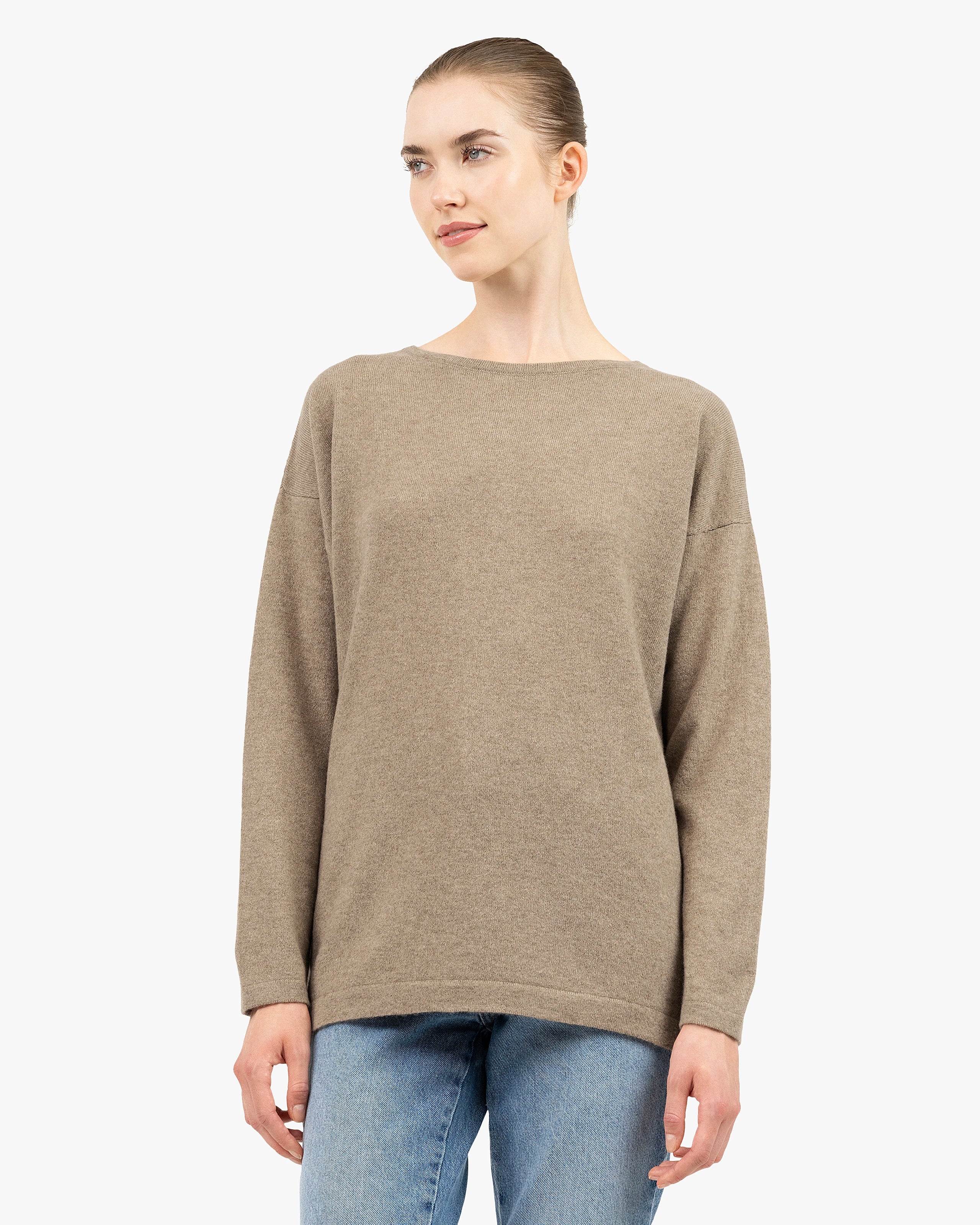 Mollis Boat Neck Sweater - Taupe Cashmere
