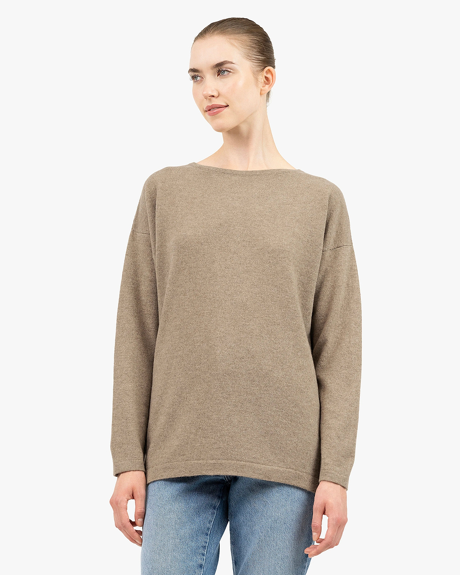 Mollis Boat Neck Sweater - Taupe Cashmere