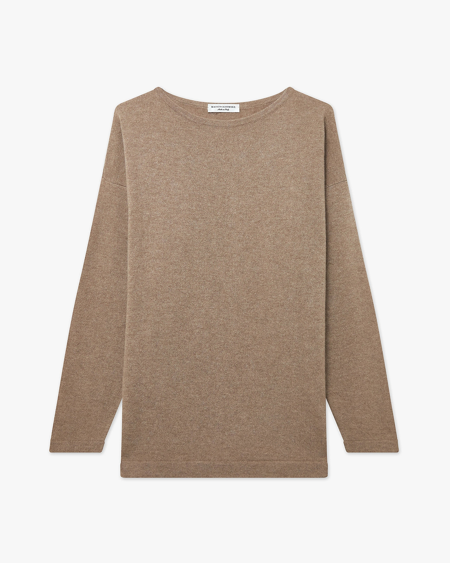 Mollis Boat Neck Sweater - Taupe Cashmere