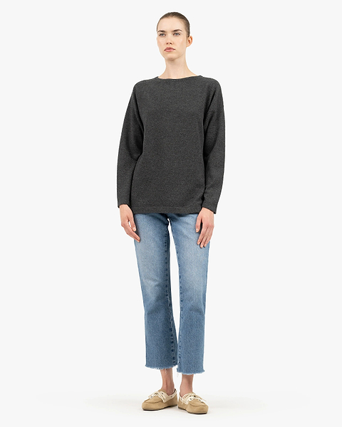 Mollis Boat Neck Sweater - Charcoal Cashmere