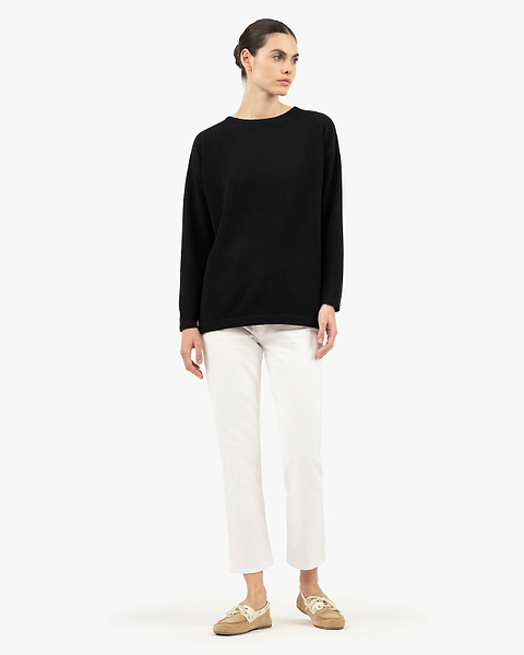 Mollis Boat Neck Sweater - Black Cashmere