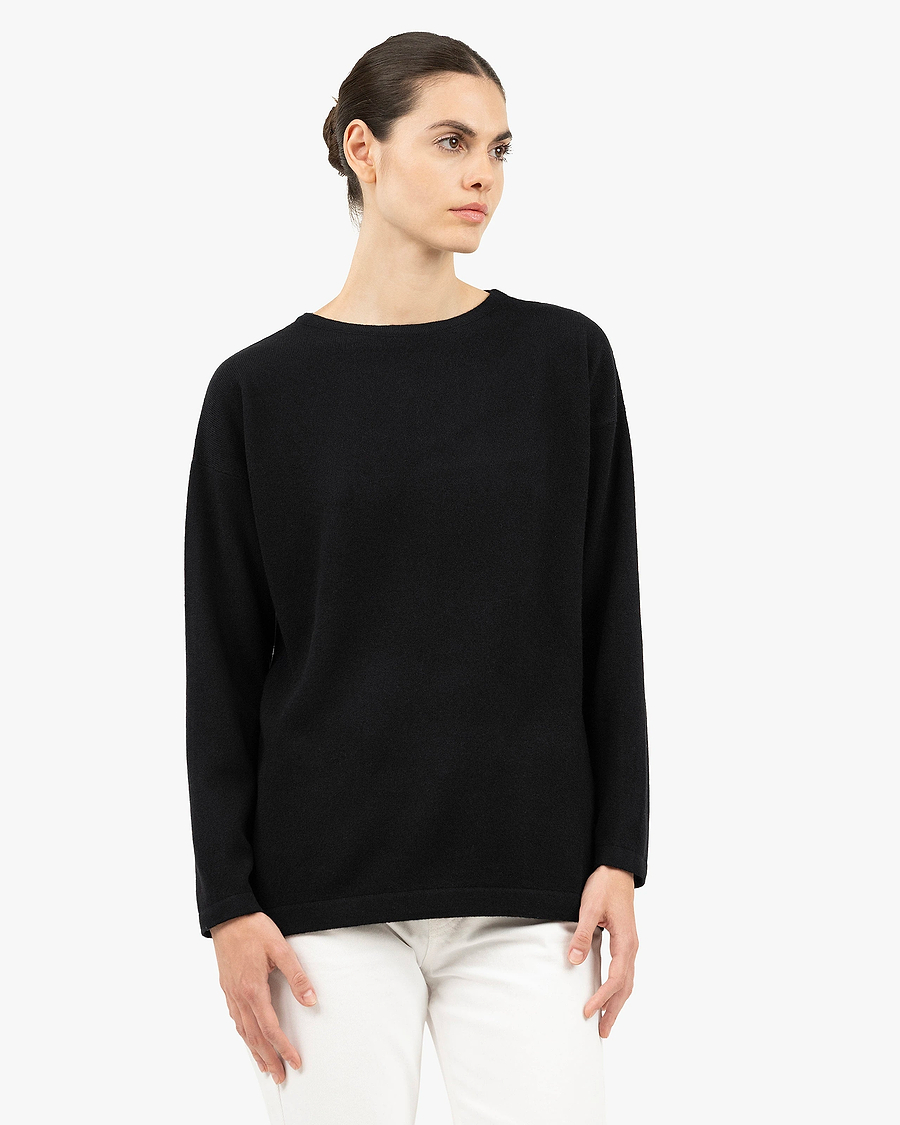 Mollis Boat Neck Sweater - Black Cashmere