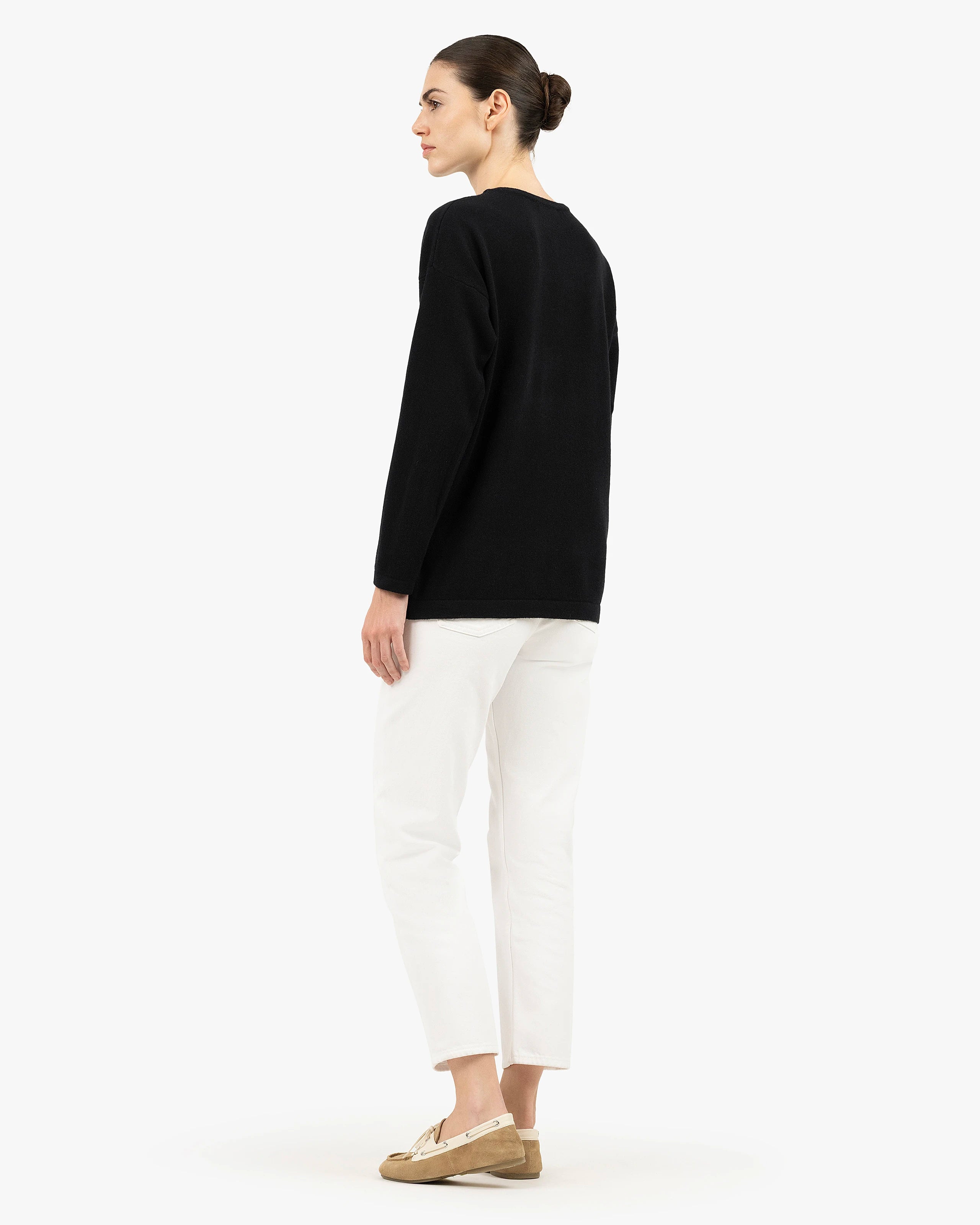 Mollis Boat Neck Sweater - Black Cashmere