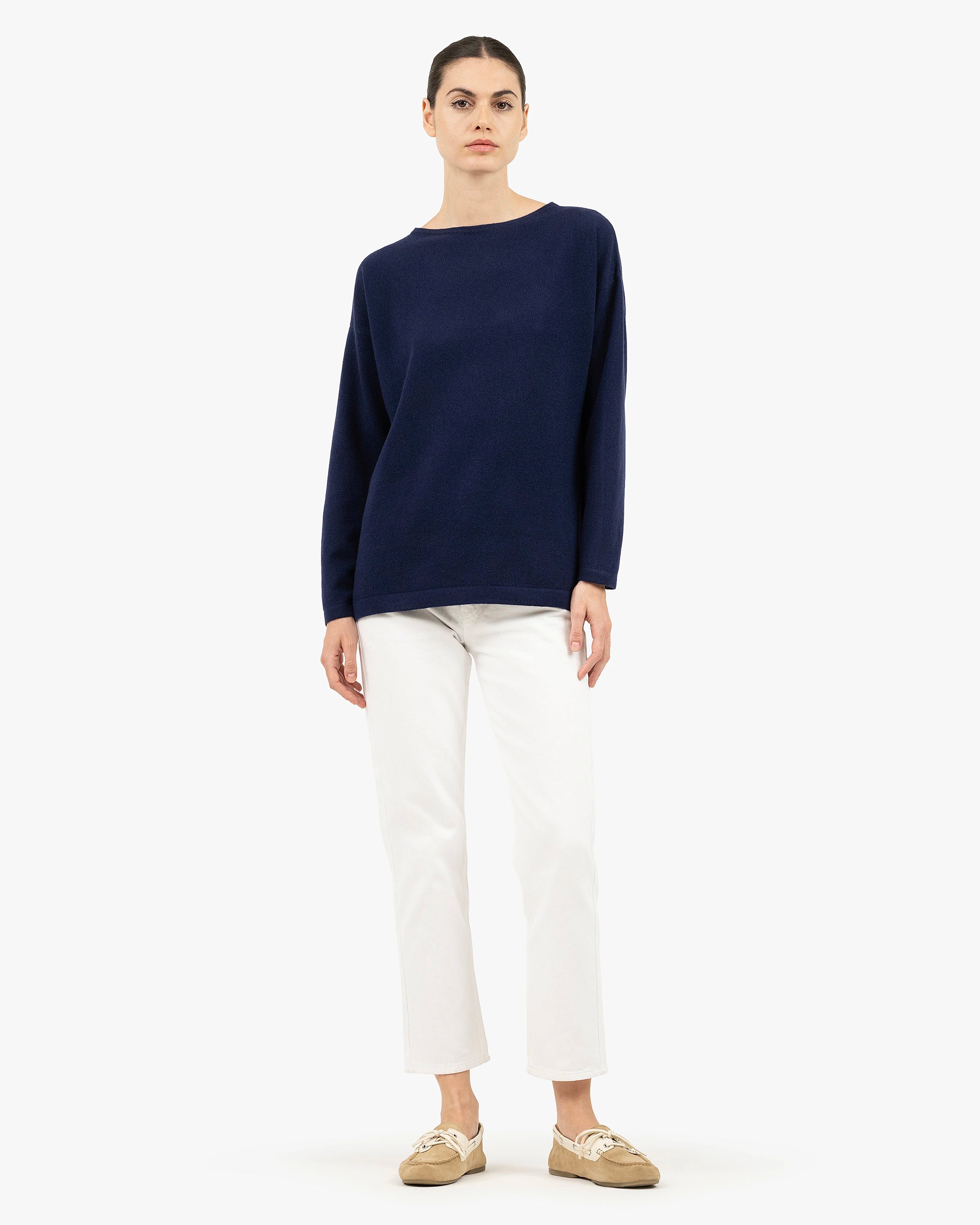 Mollis Boat Neck Sweater - Blue Cashmere