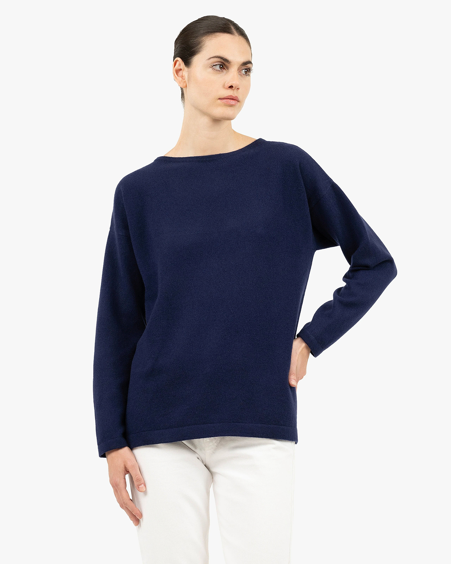 Mollis Boat Neck Sweater - Blue Cashmere
