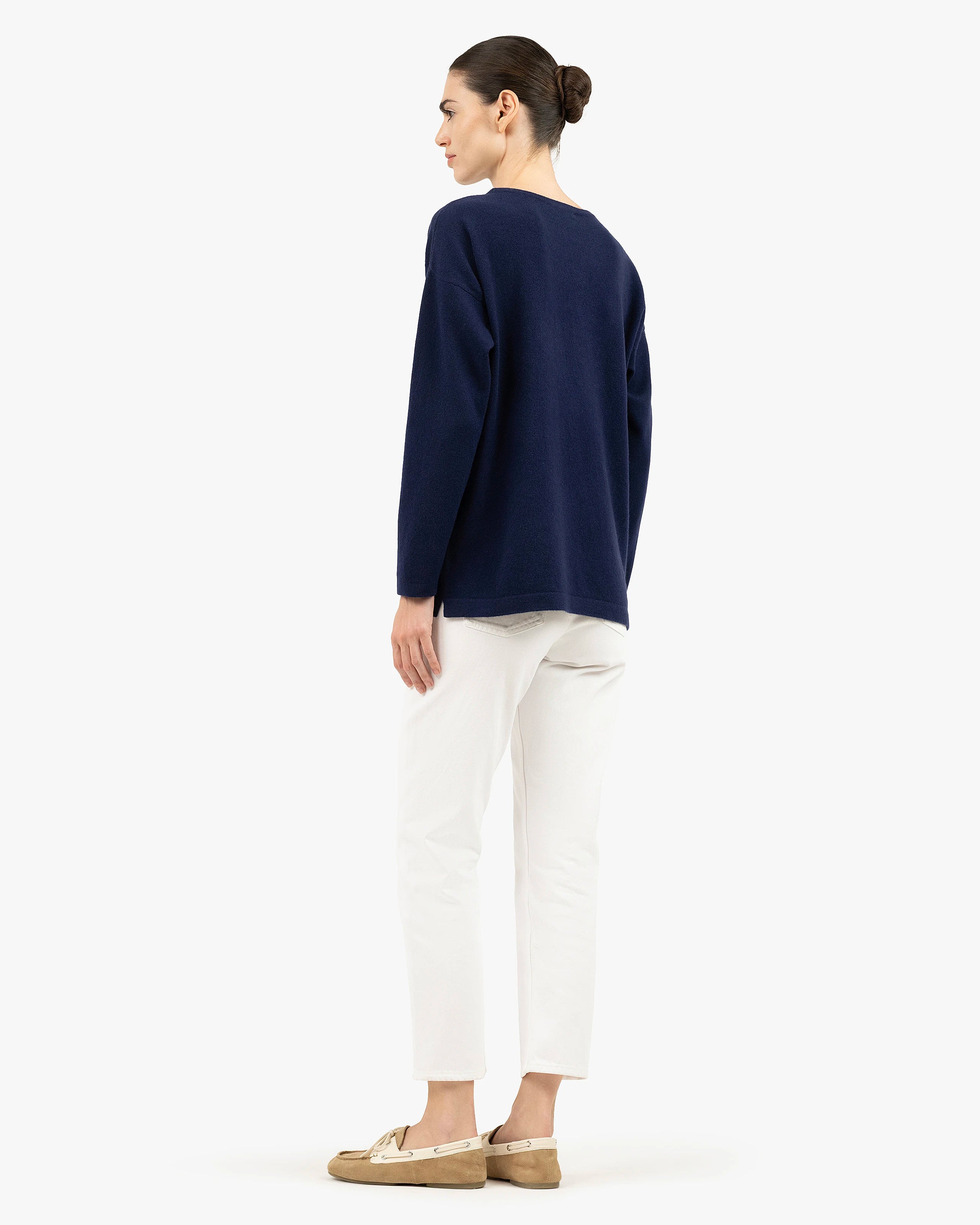 Mollis Boat Neck Sweater - Blue Cashmere
