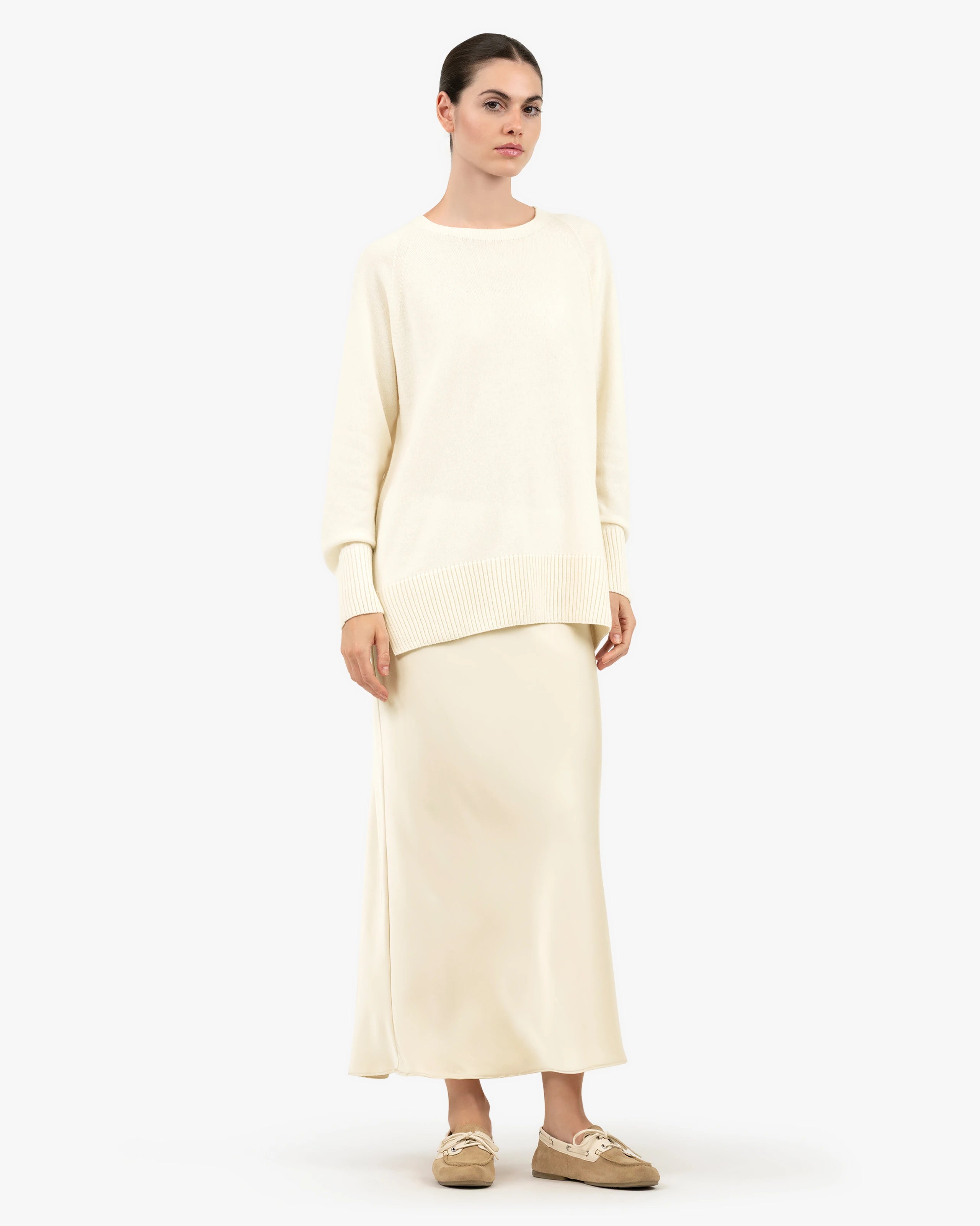Mosel Maxi Boat Neck - White Cashmere